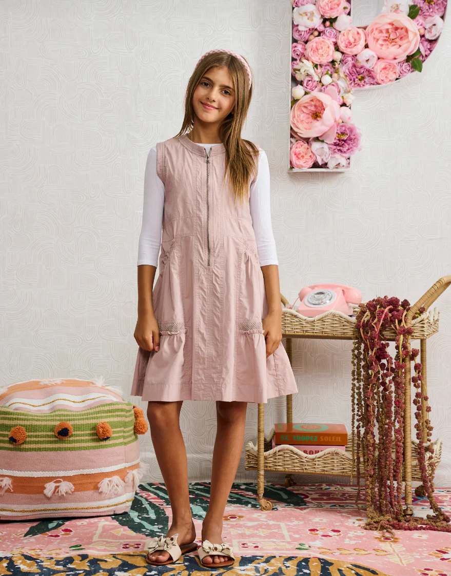 Light Pink Half Zip Mesh Pocket Jumper