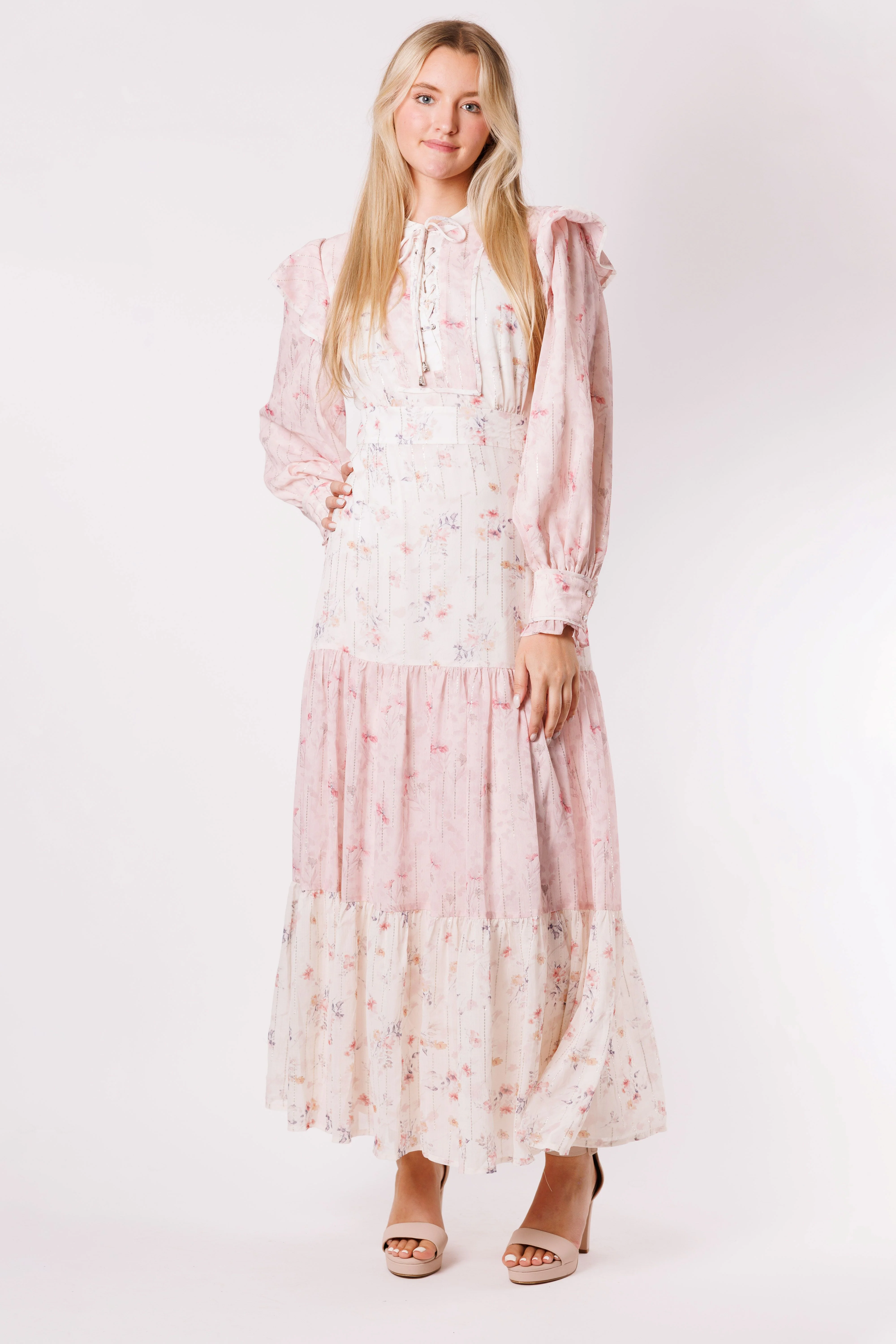 Pink Mixed Print Dress