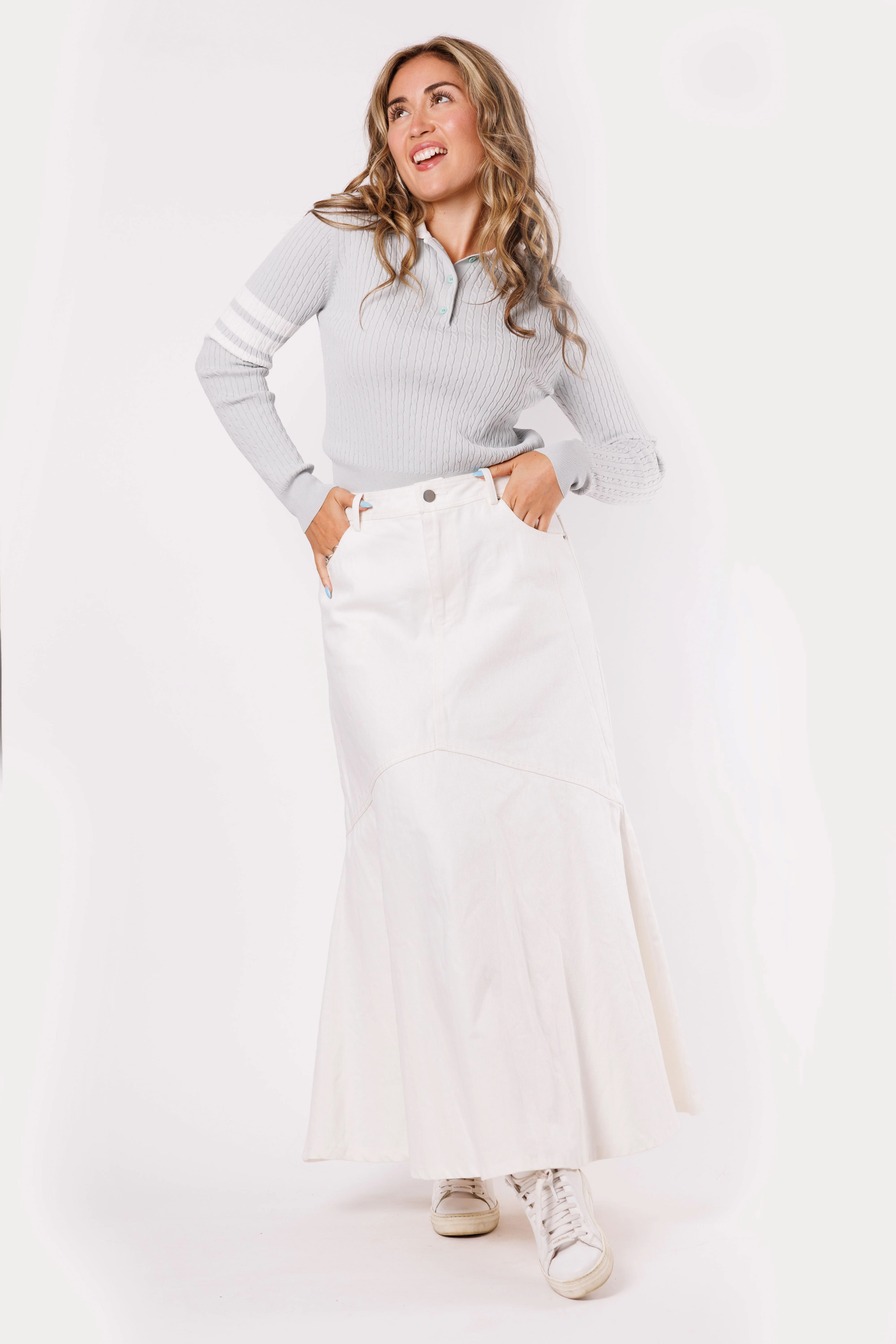 White Denim Skirt