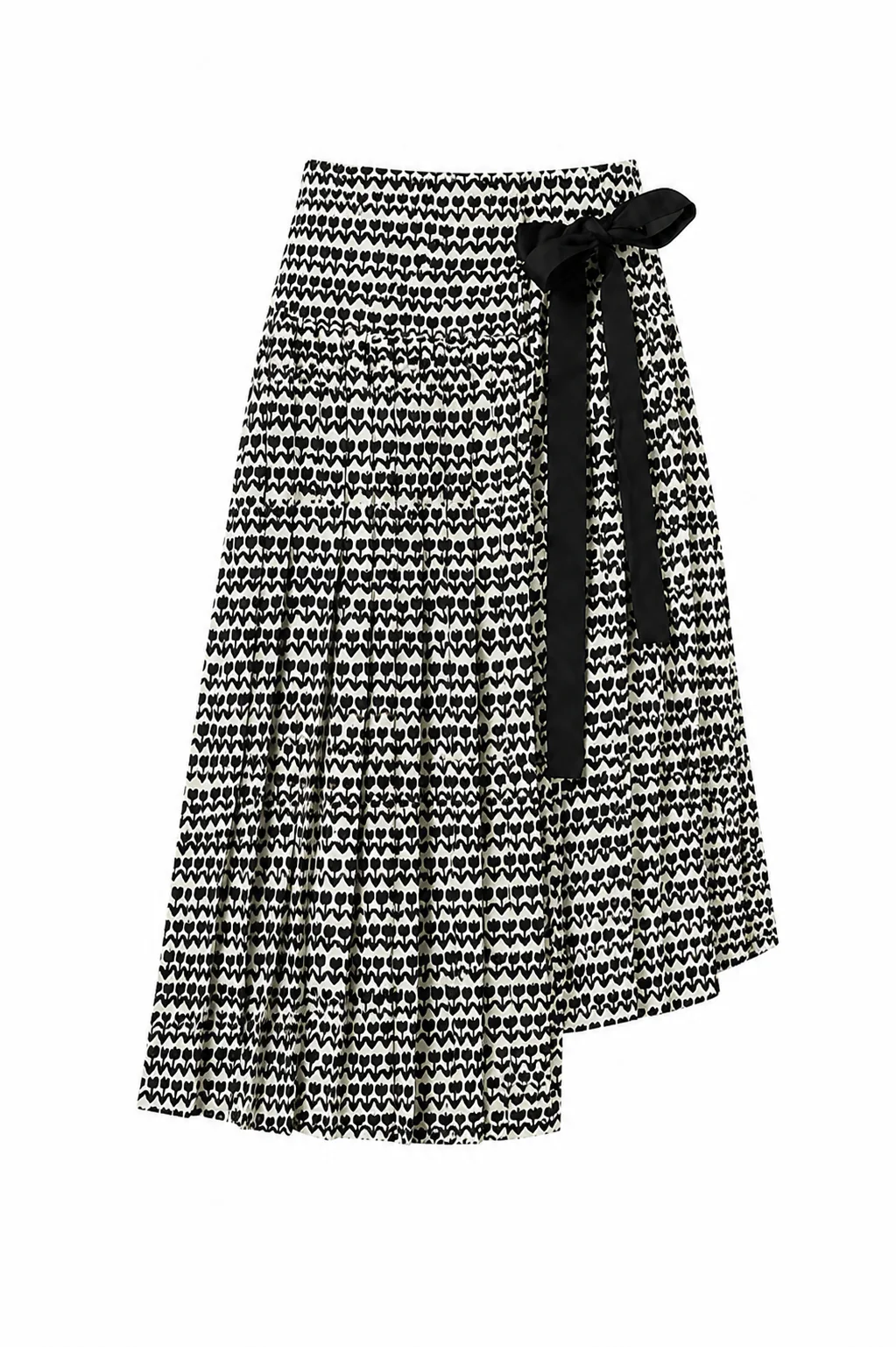 Pleated Tie Skirt in Tulips - Image 2