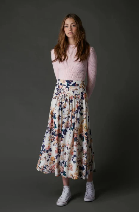Gretchen Skirt in Blue Flowers