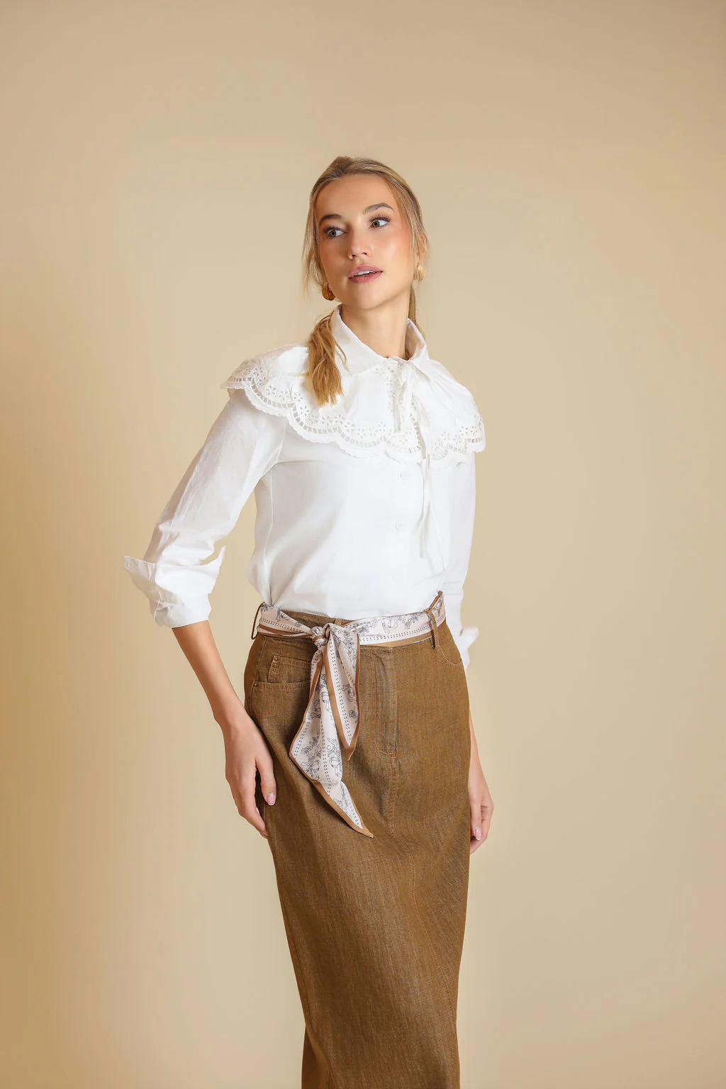 Alice Cape Blouse- White