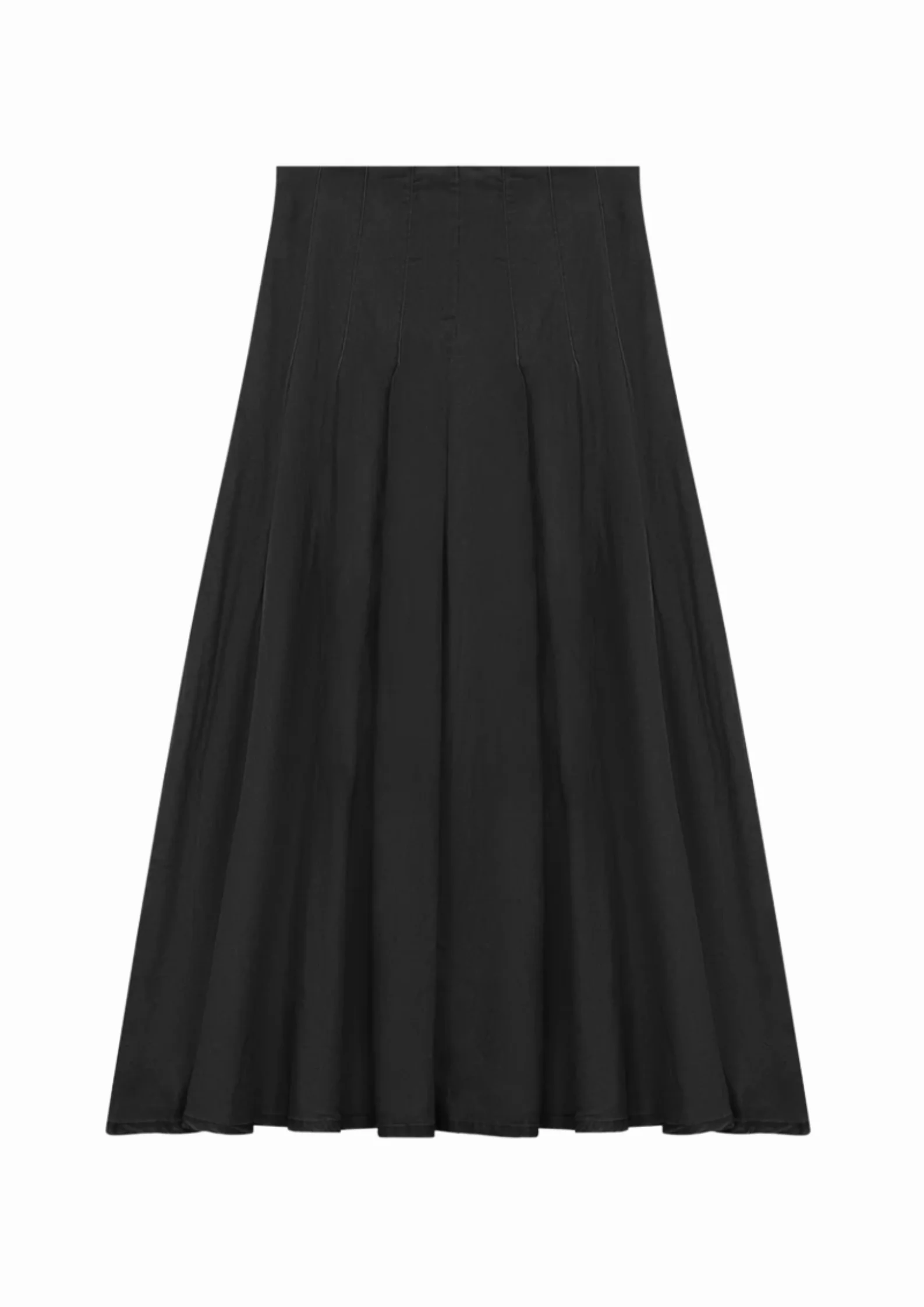 Teens Midi Denim Pleated Skirt- Black Mix