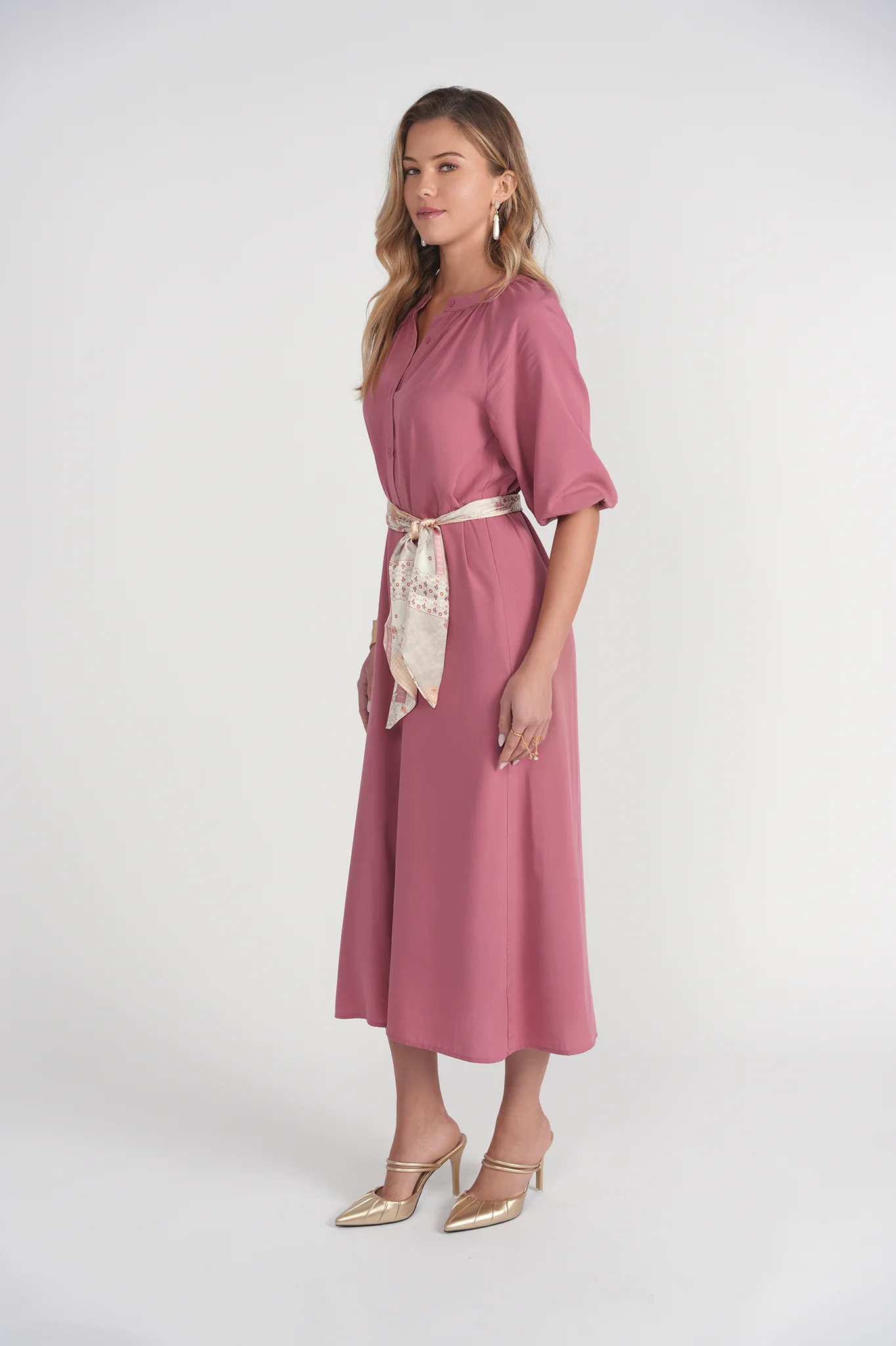 Bandana Waist Cotton Dress- Summer Rose - Image 3