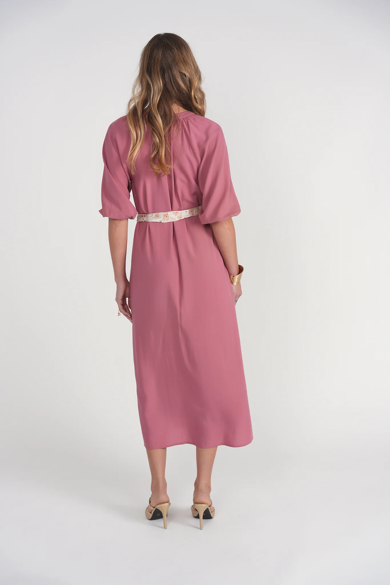 Bandana Waist Cotton Dress- Summer Rose - Image 4