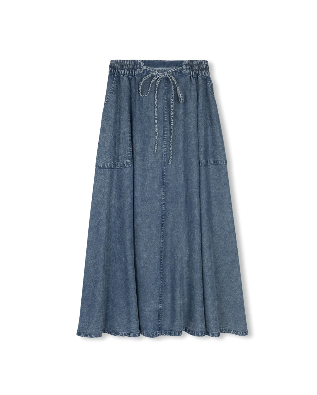 Belle Drawstring Midi Skirt- Mnrl Wash Blue