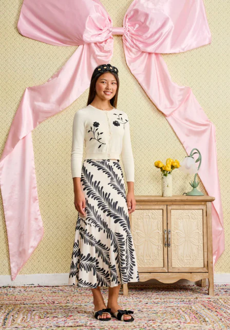 Black and Cream Printed Skirt