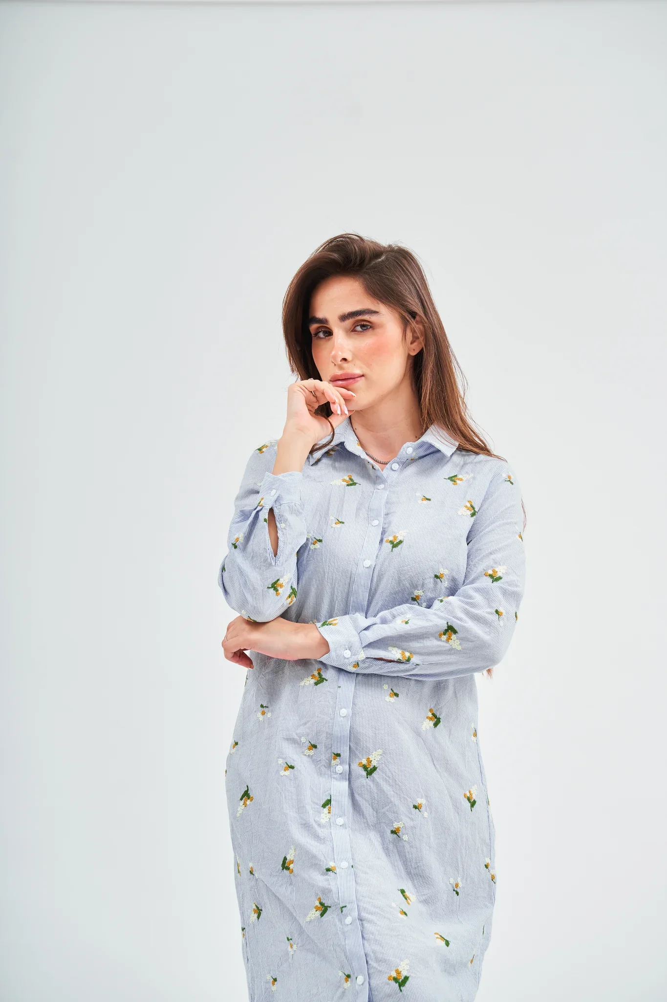 Blue Seersucker Shirt Dress - Image 3