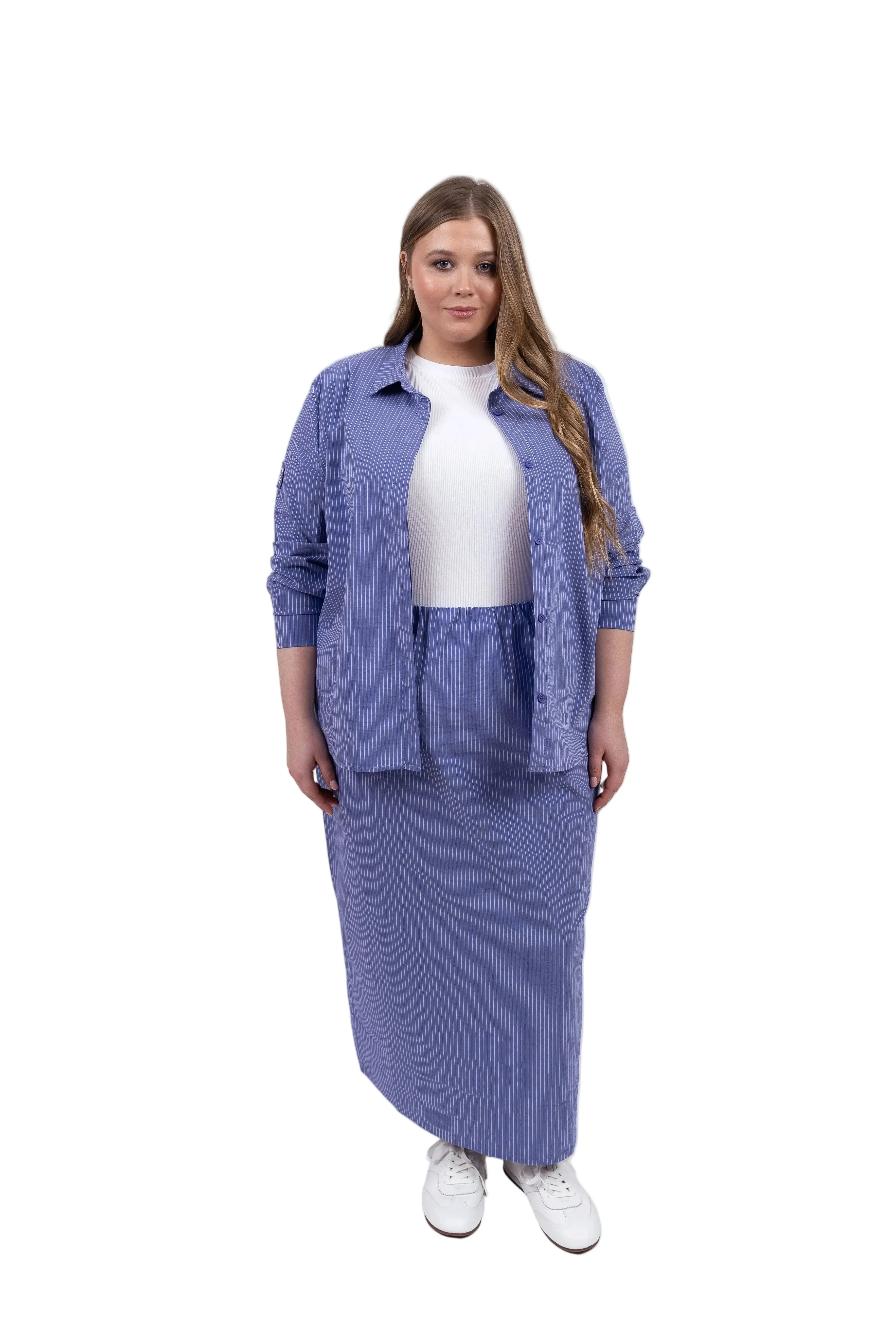 The Striped Straight Skirt- Blue