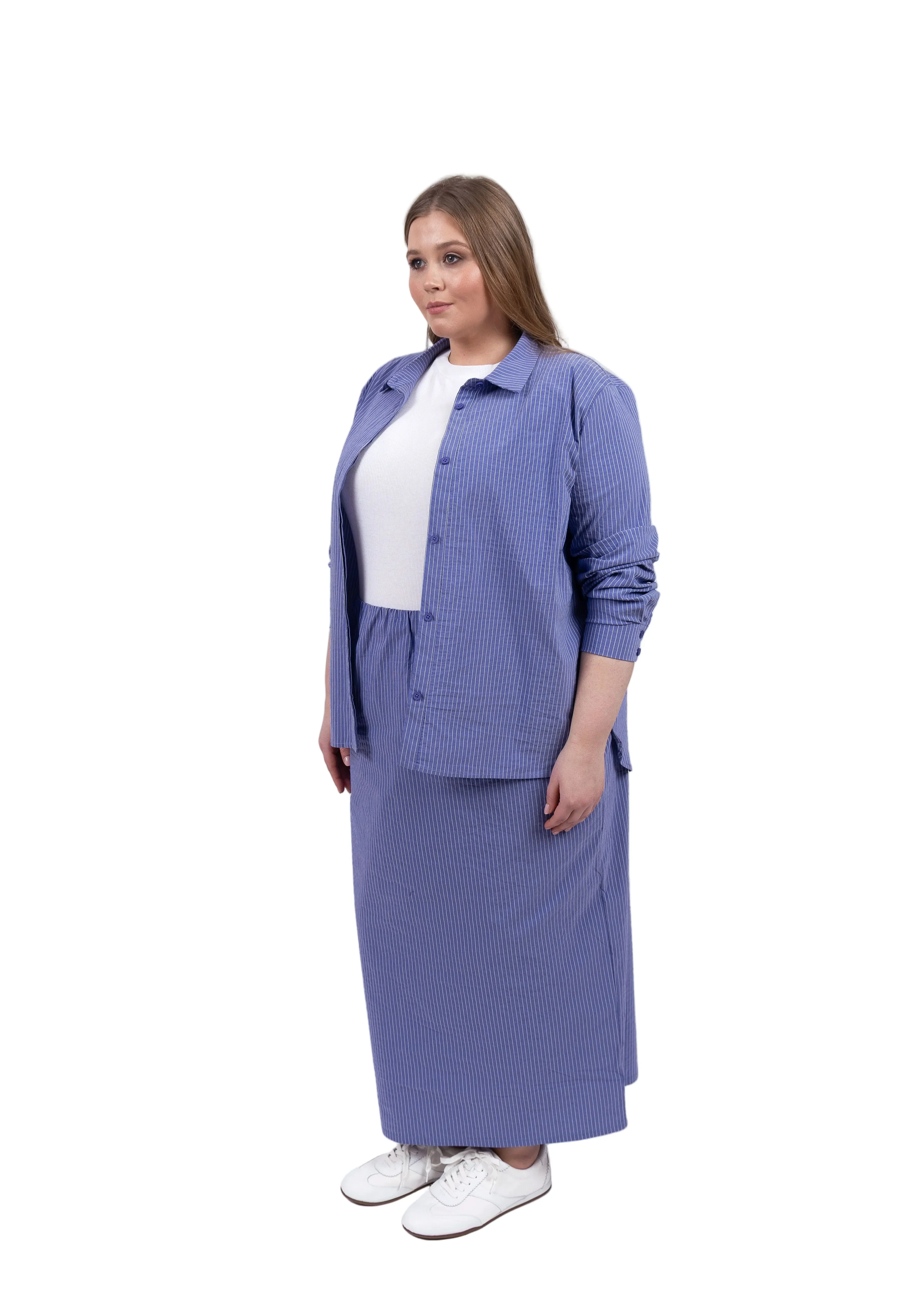 The Striped Straight Skirt- Blue - Image 2