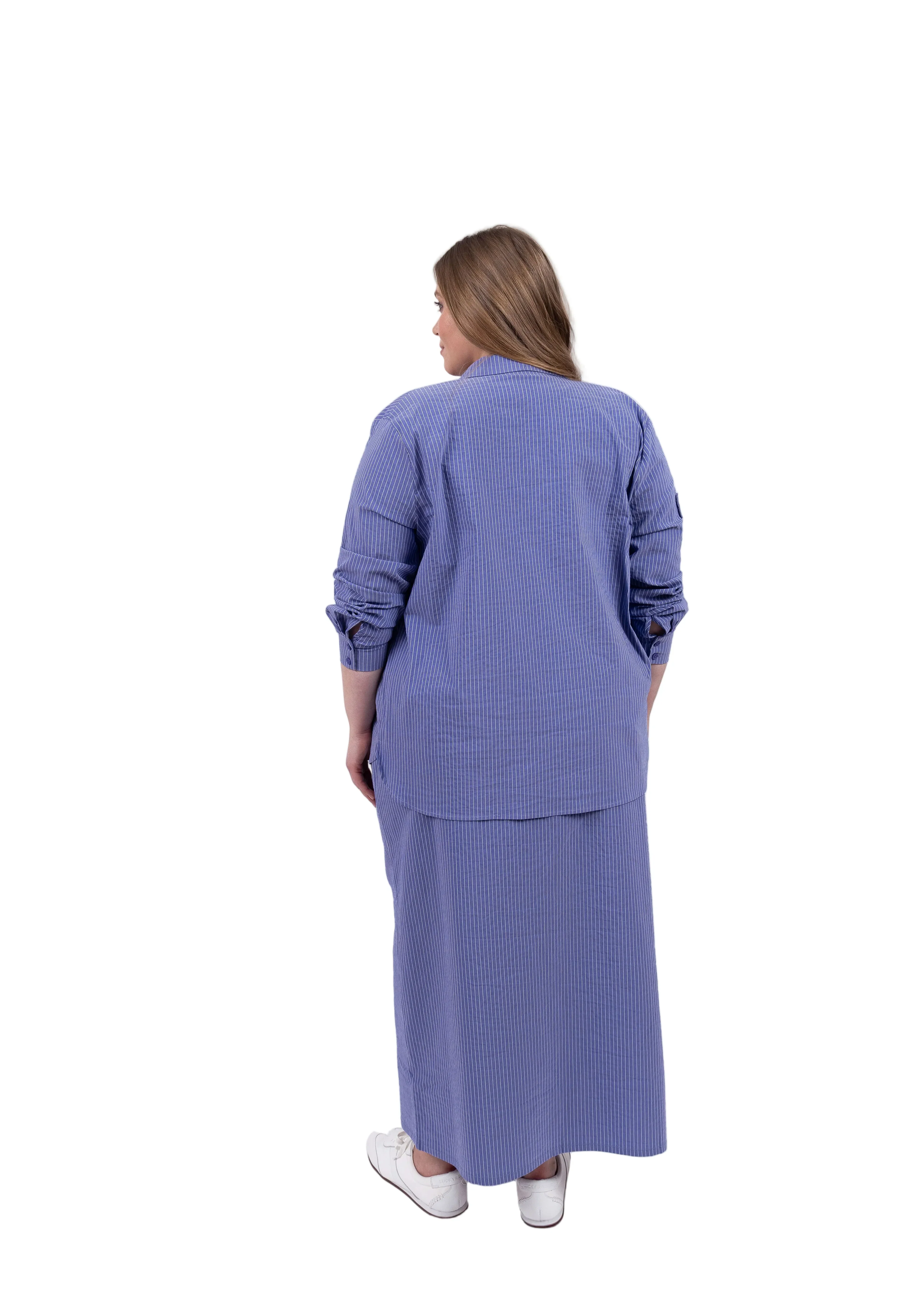 The Striped Straight Skirt- Blue - Image 3