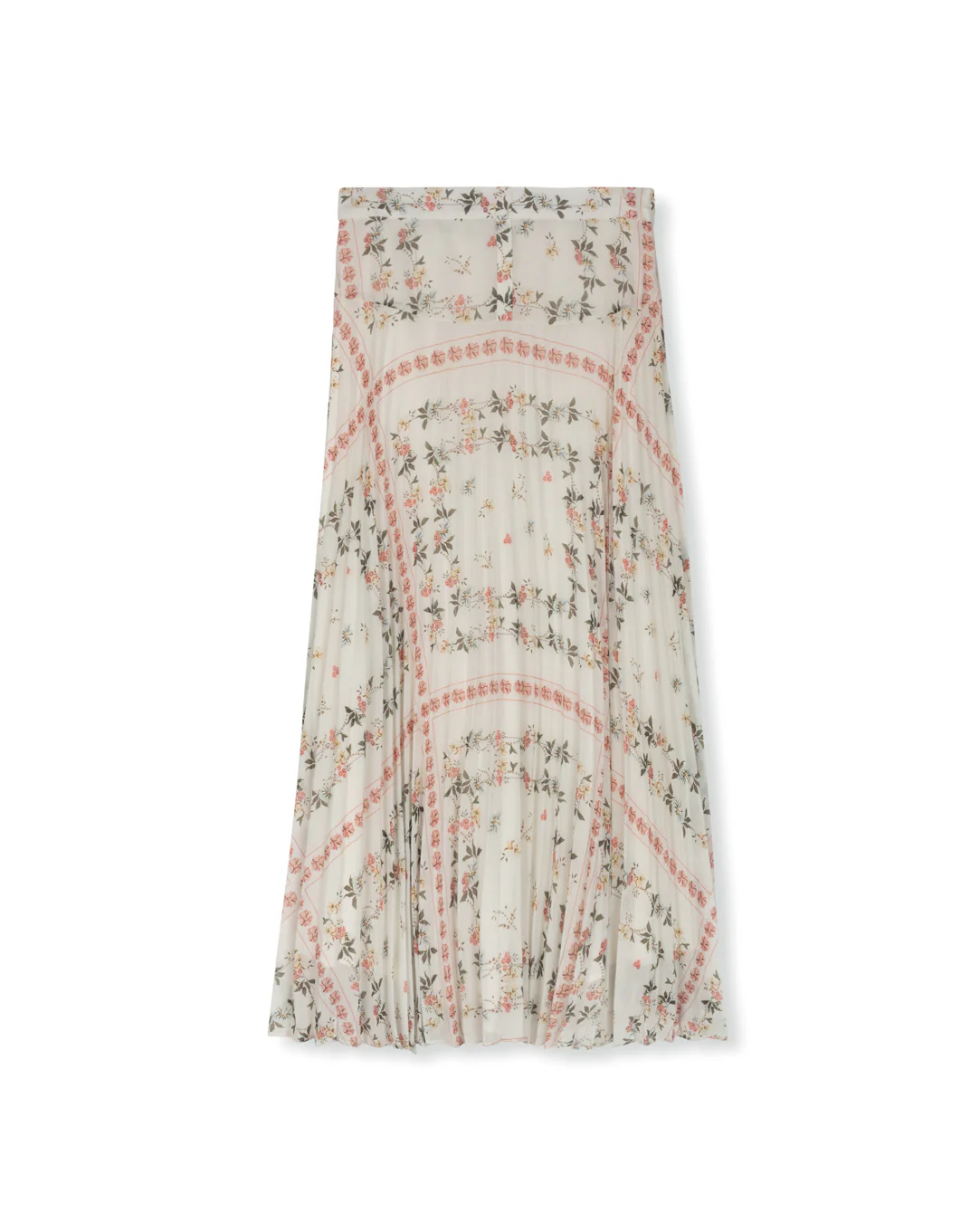 Button Yoke Pleated Skirt- Pink