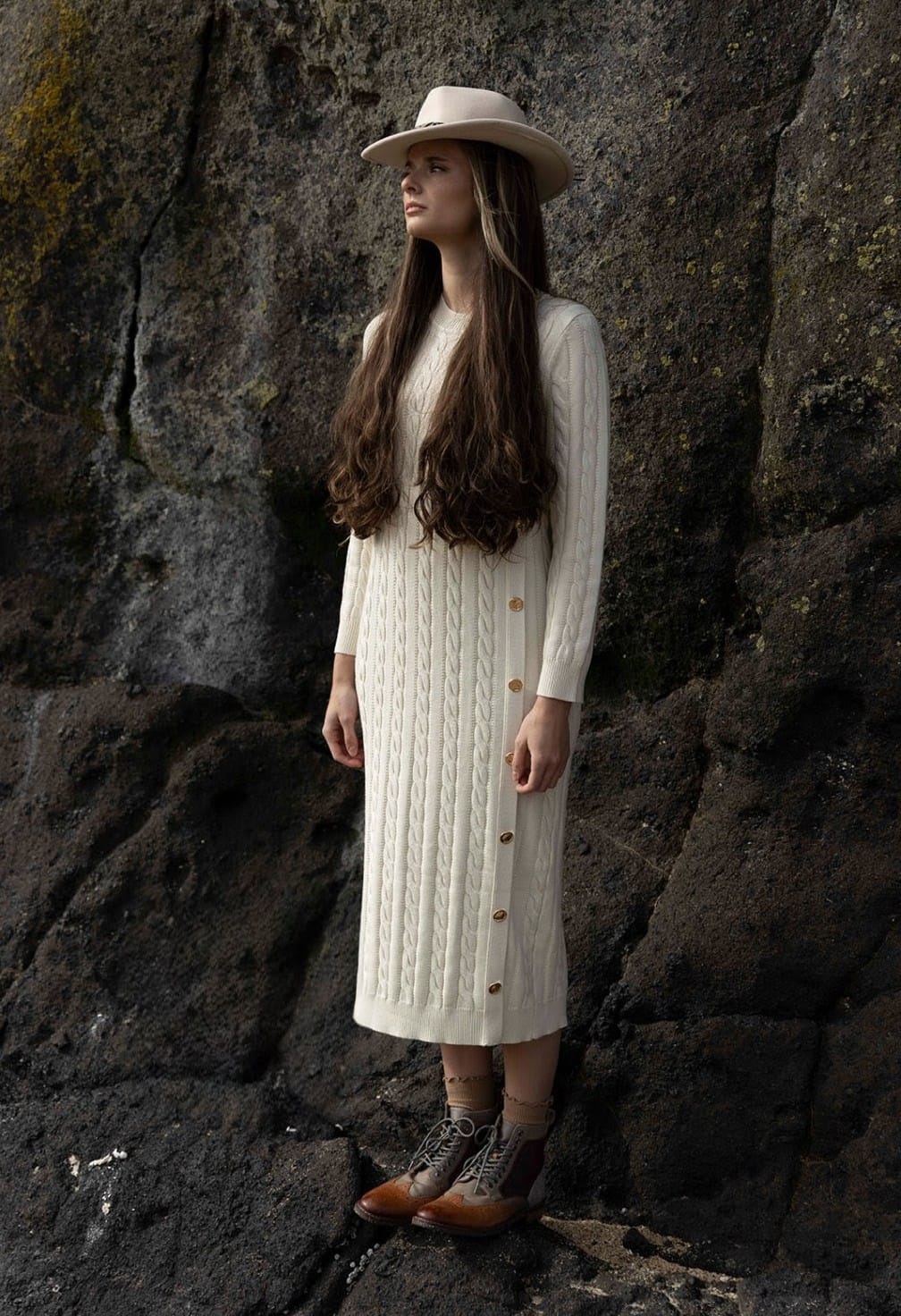 Cable Knit Dress- Cream - Image 2
