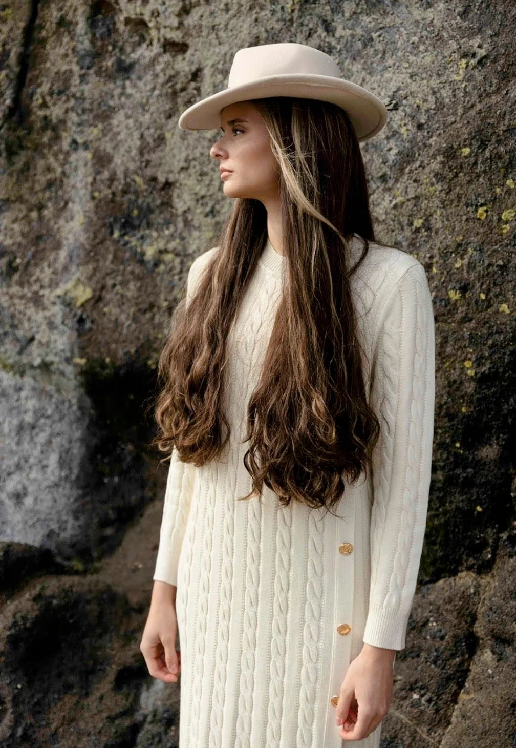 Cable Knit Dress- Cream - Image 3