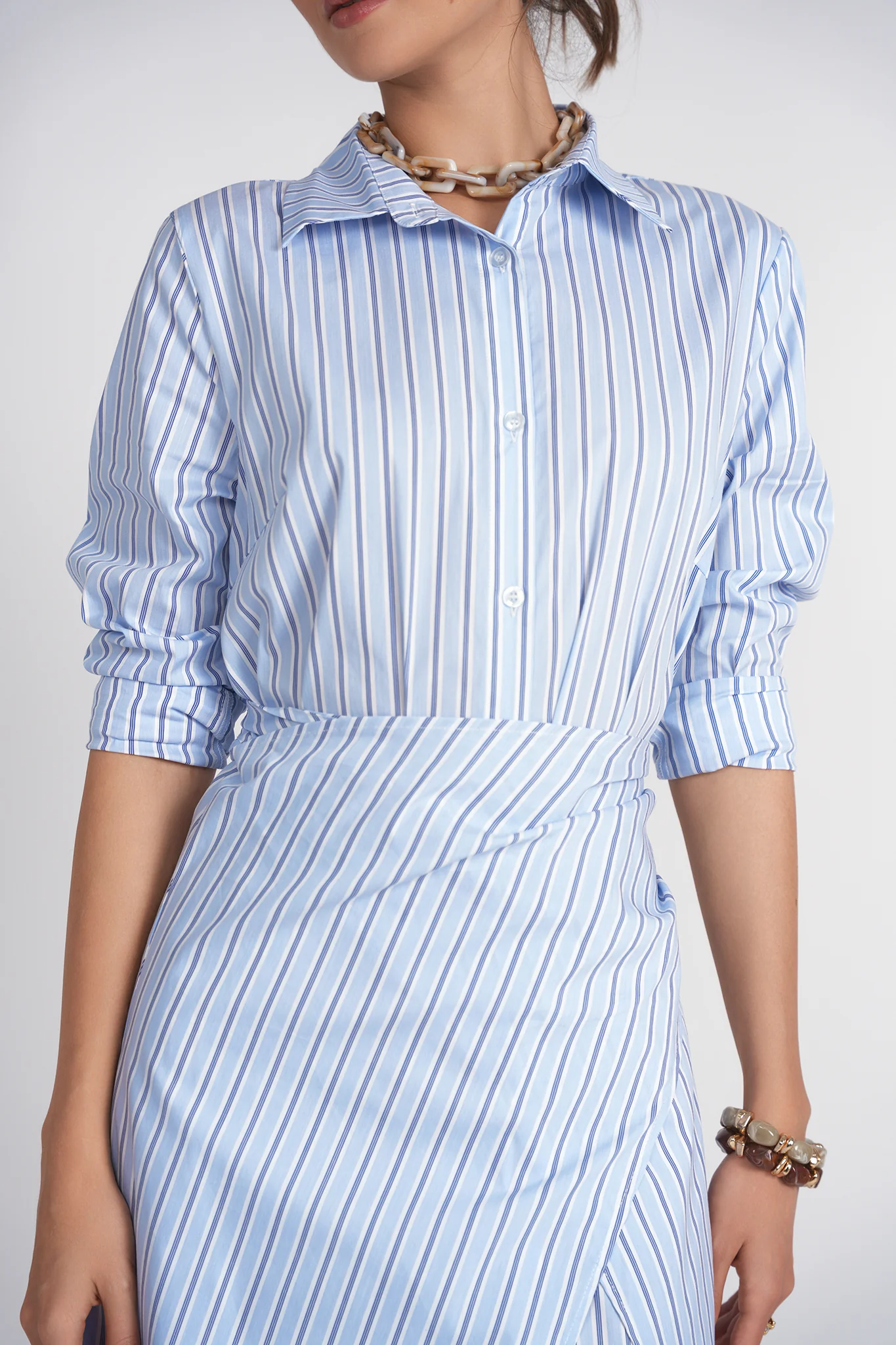 Camilla Dress- Blue Pinstripes - Image 3