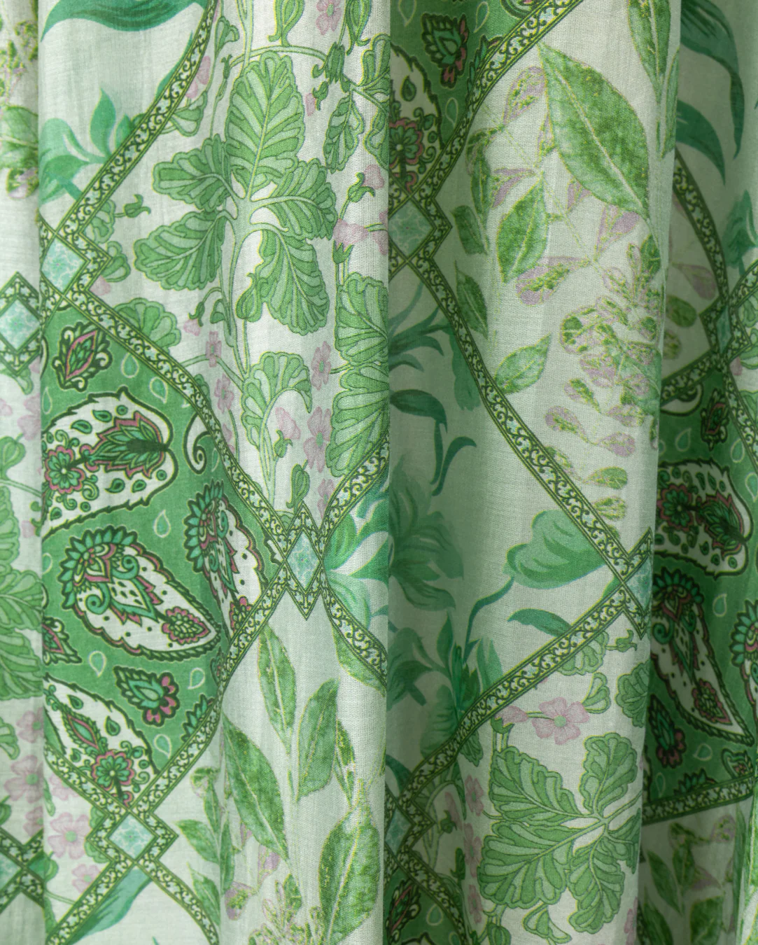 Chiffon Floral Print Waisted Dress- Green - Image 2