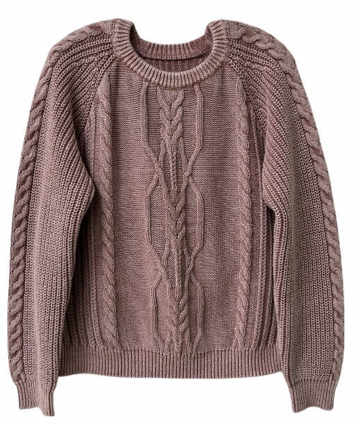 Chunky Cable Knit Design Sweater- Mauve