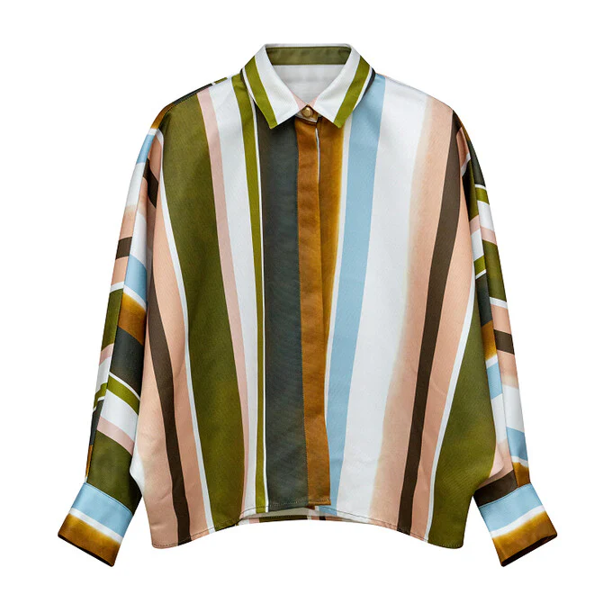 Code Stripe Detailed Blouse- Stripe