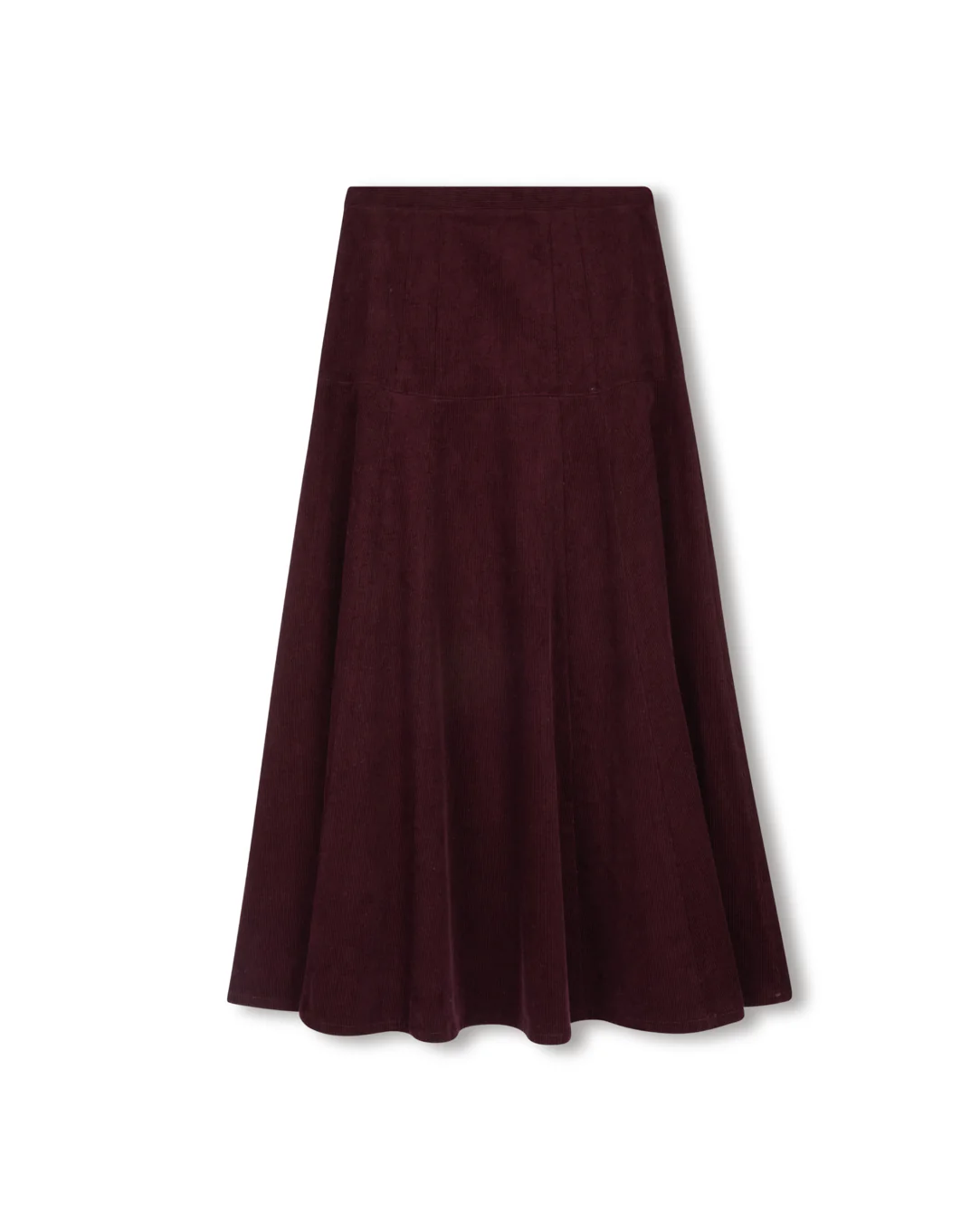 Corduroy Yolk Skirt- Burgundy