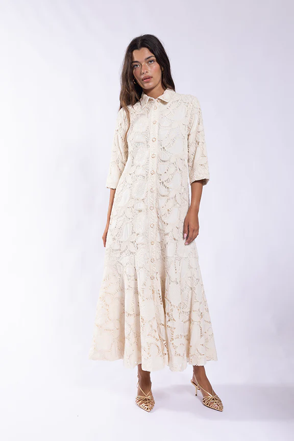 Crochet Shirtdress- Sand