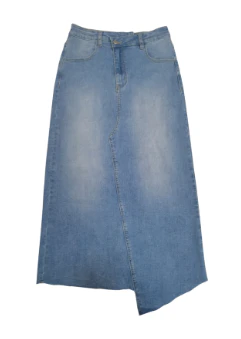 Crossover Denim Midi Skirt- Light Wash Denim - Image 4