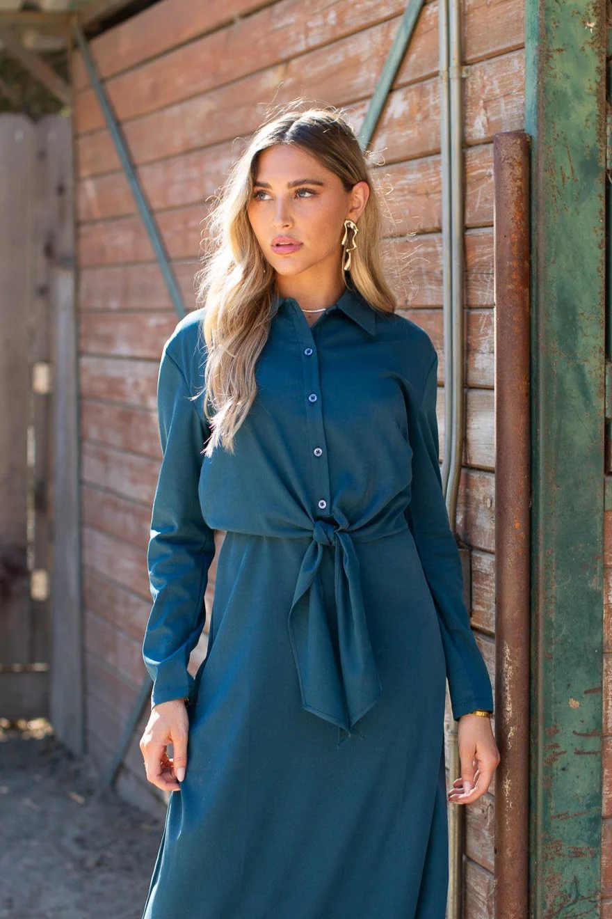 Cupro Tie Top- Teal