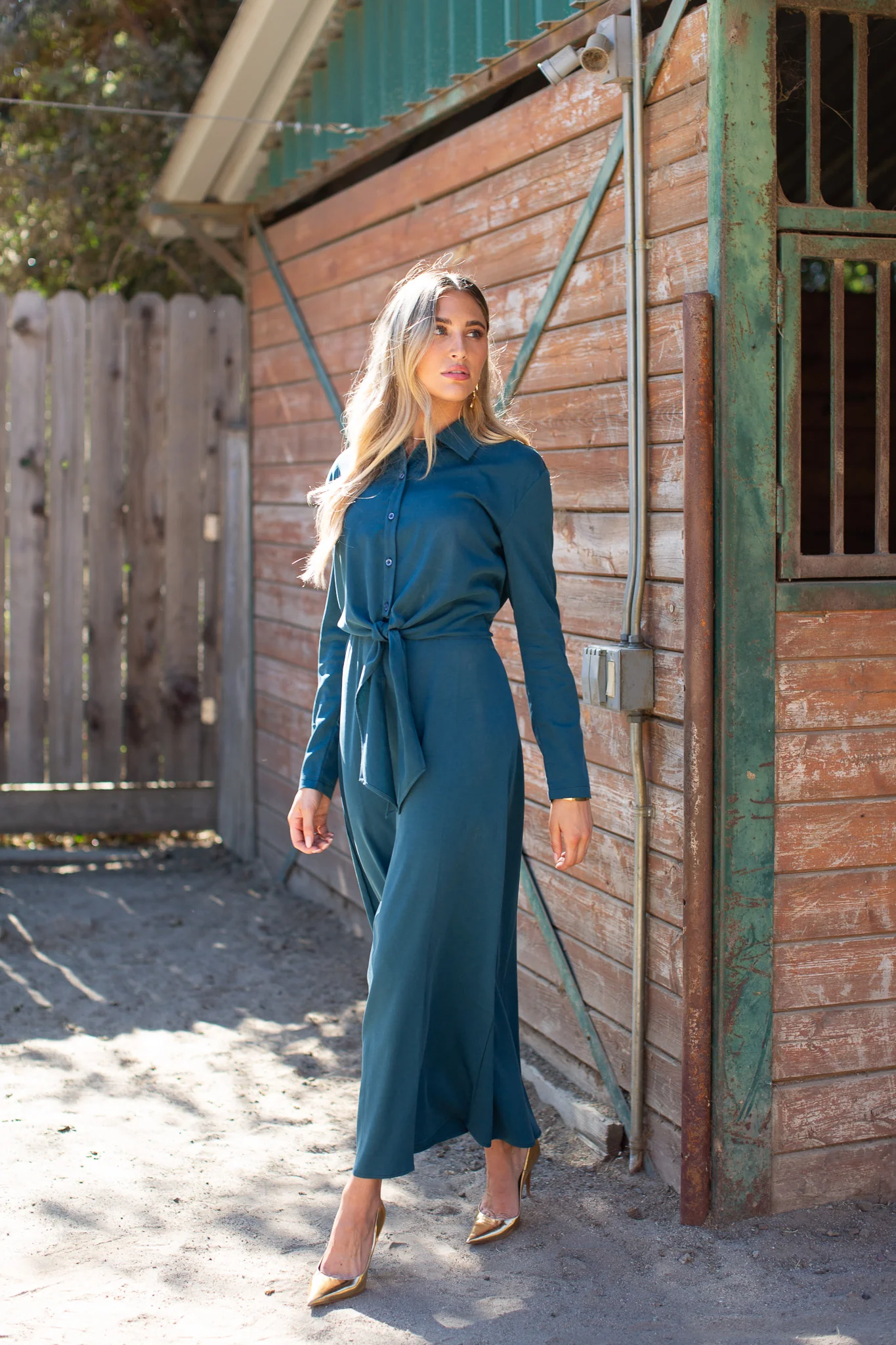 Cupro Tie Top- Teal - Image 2