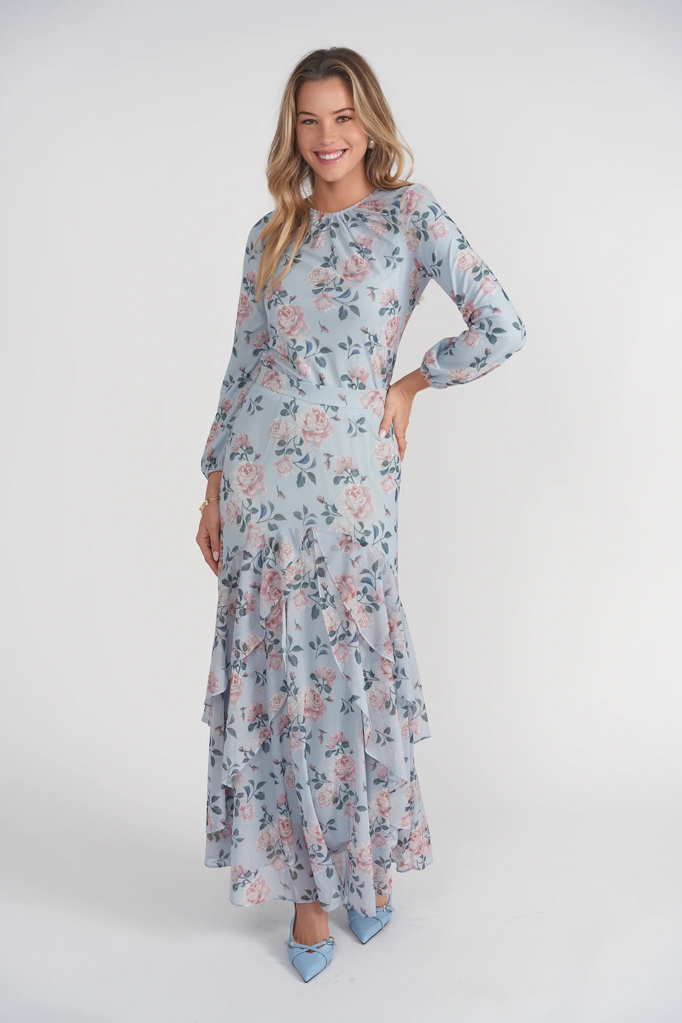 Debbie Top- Blue and Pink Floral - Image 4