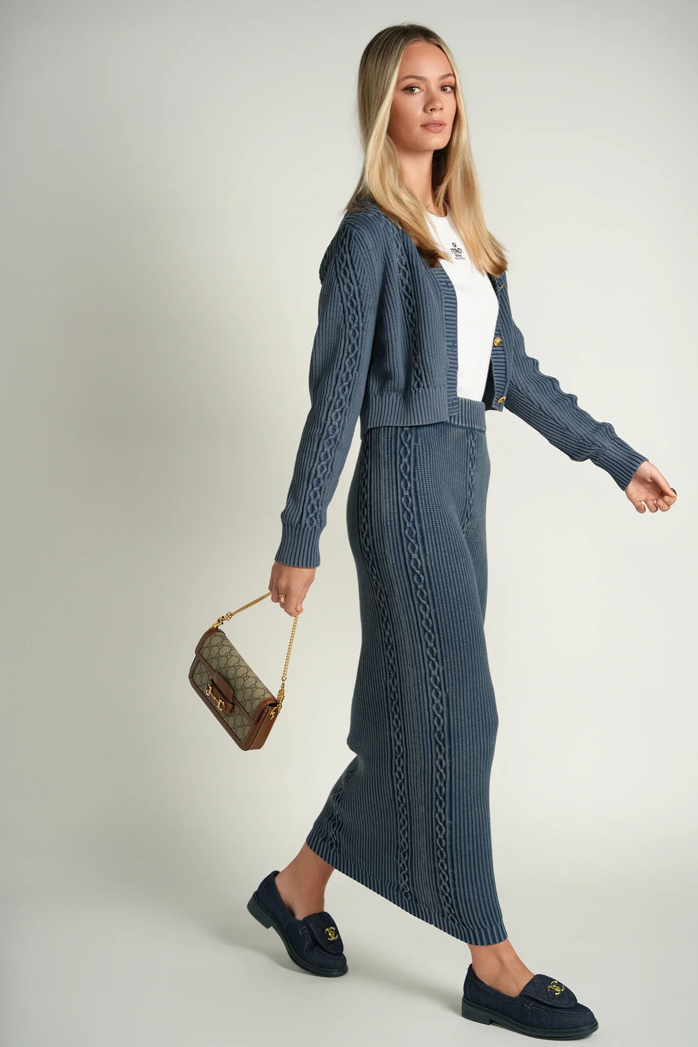 Denim Cable Maxi Skirt - Image 3