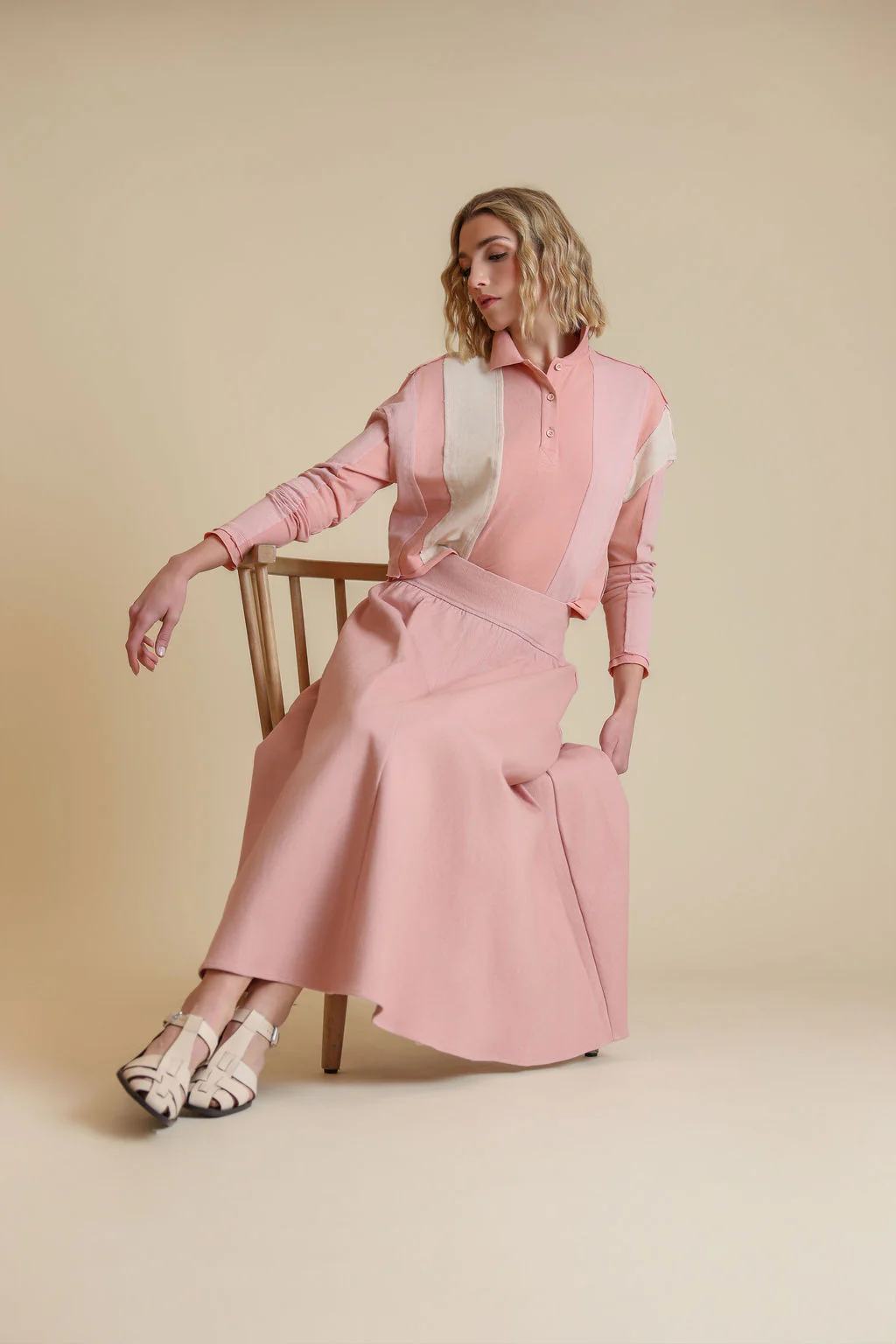 Denim Flaired Skirt- Pink - Image 2