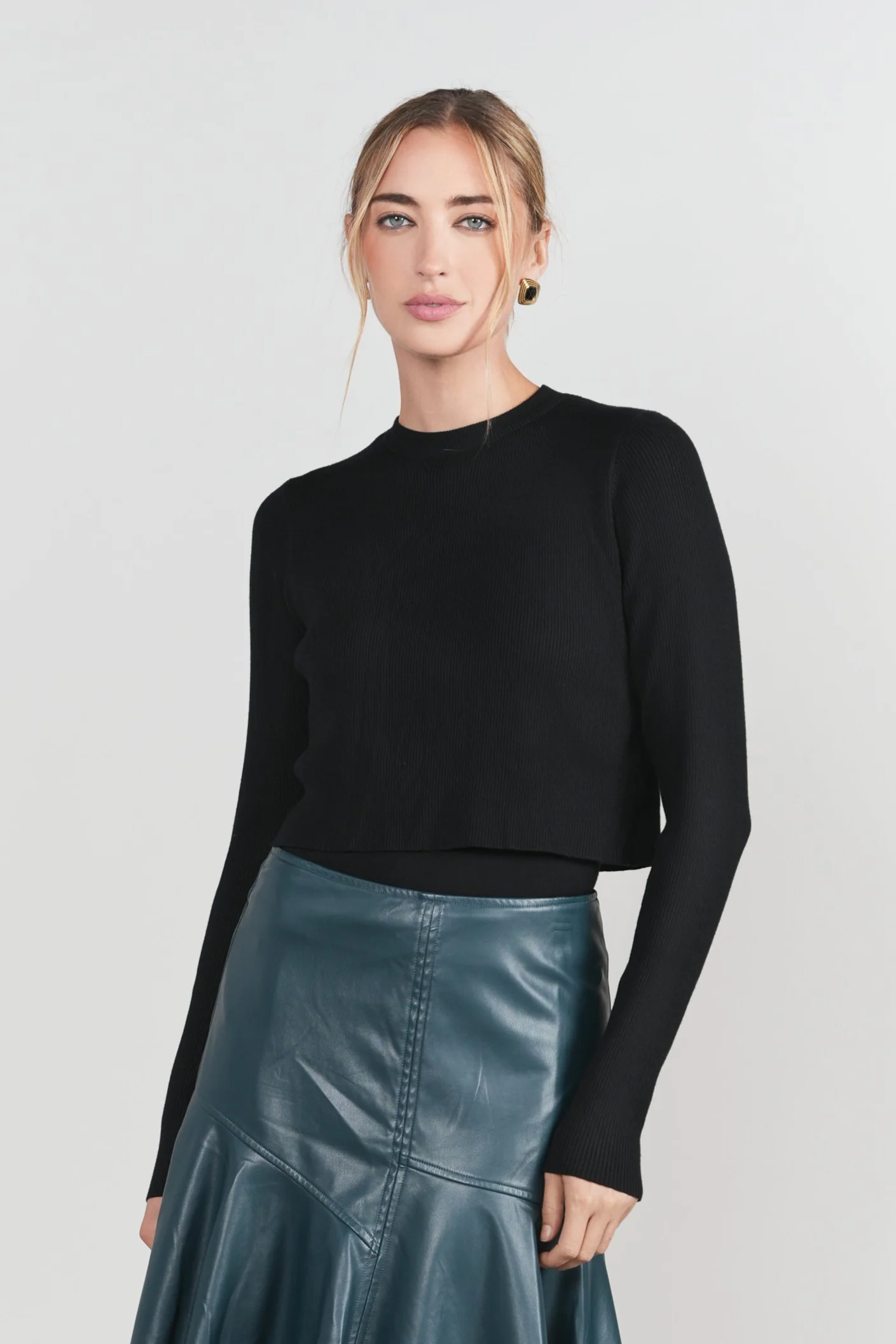Double Layer Sweater Top- Black - Image 2