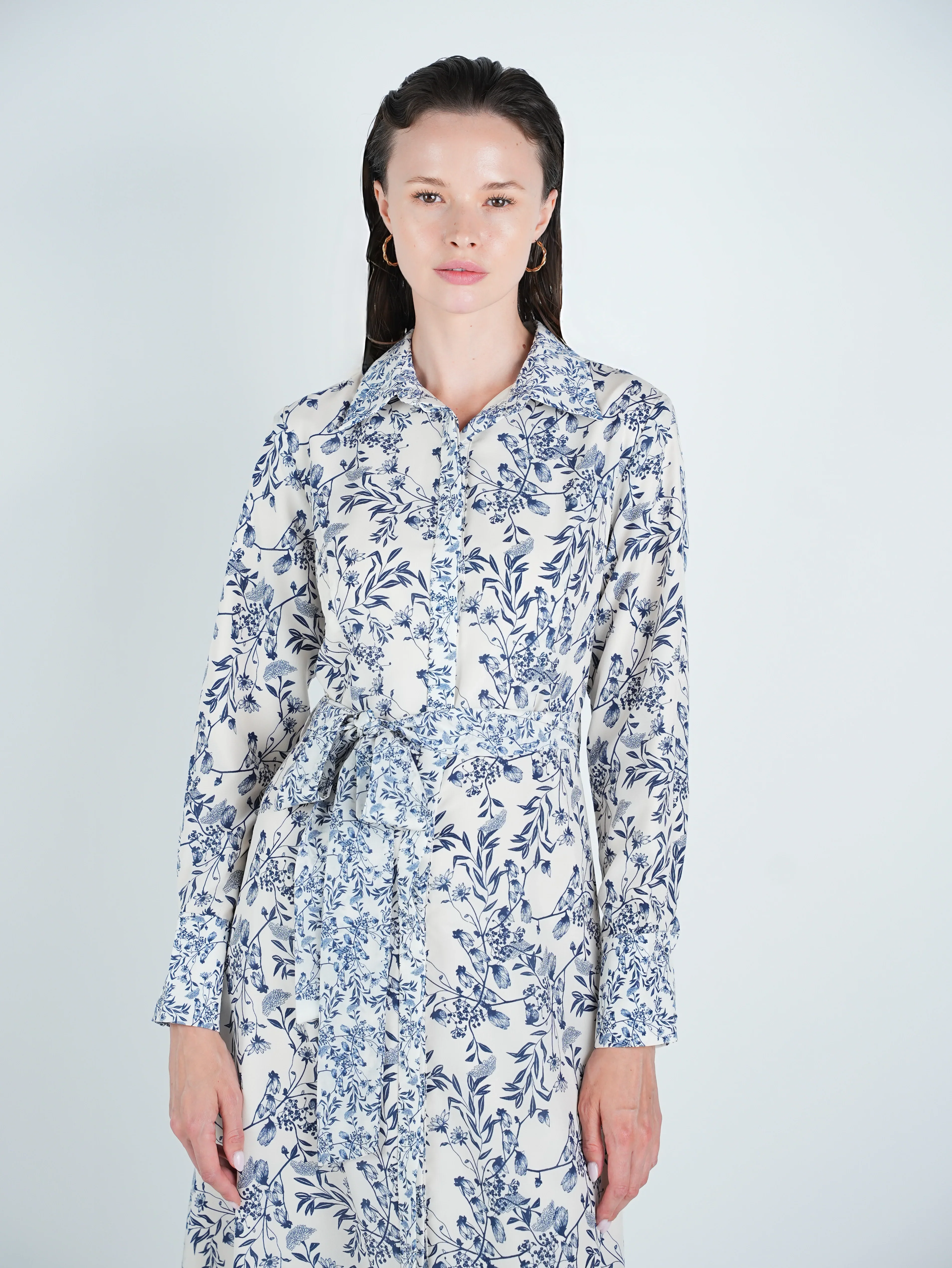Georgette A-Line Belted Shirt Dress - Image 2