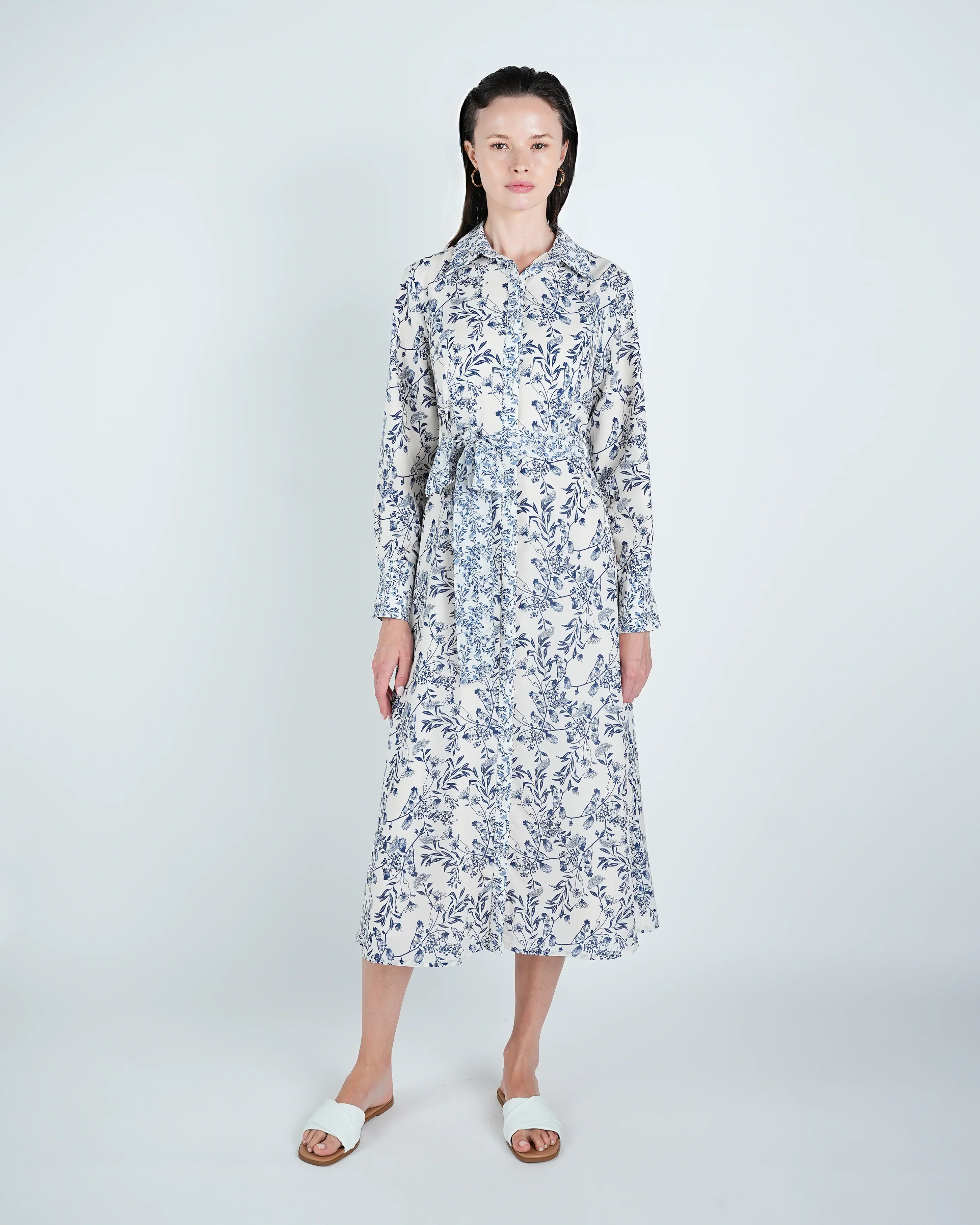 Georgette A-Line Belted Shirt Dress - Image 3