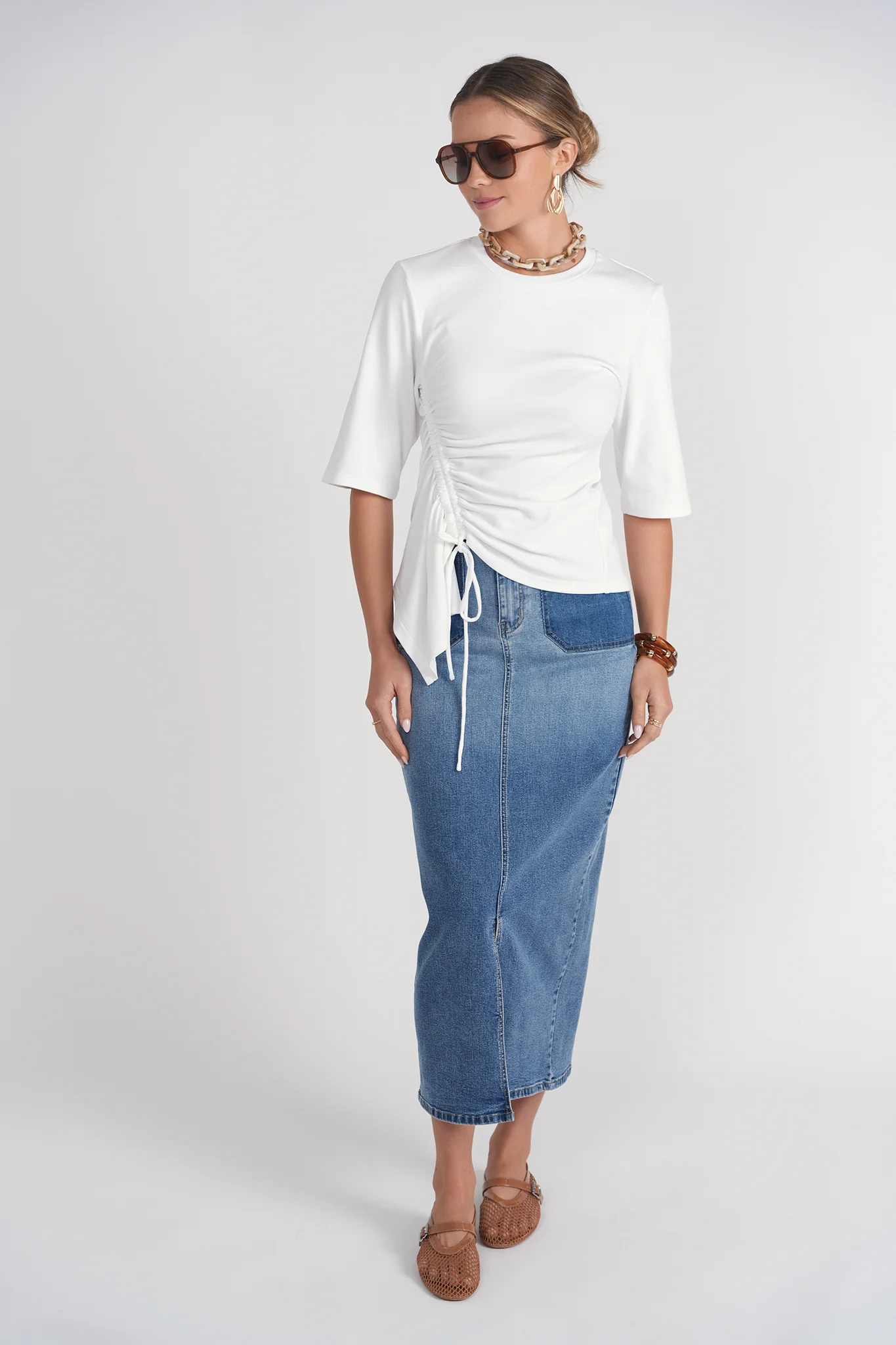 Drawstring Tee- White - Image 3