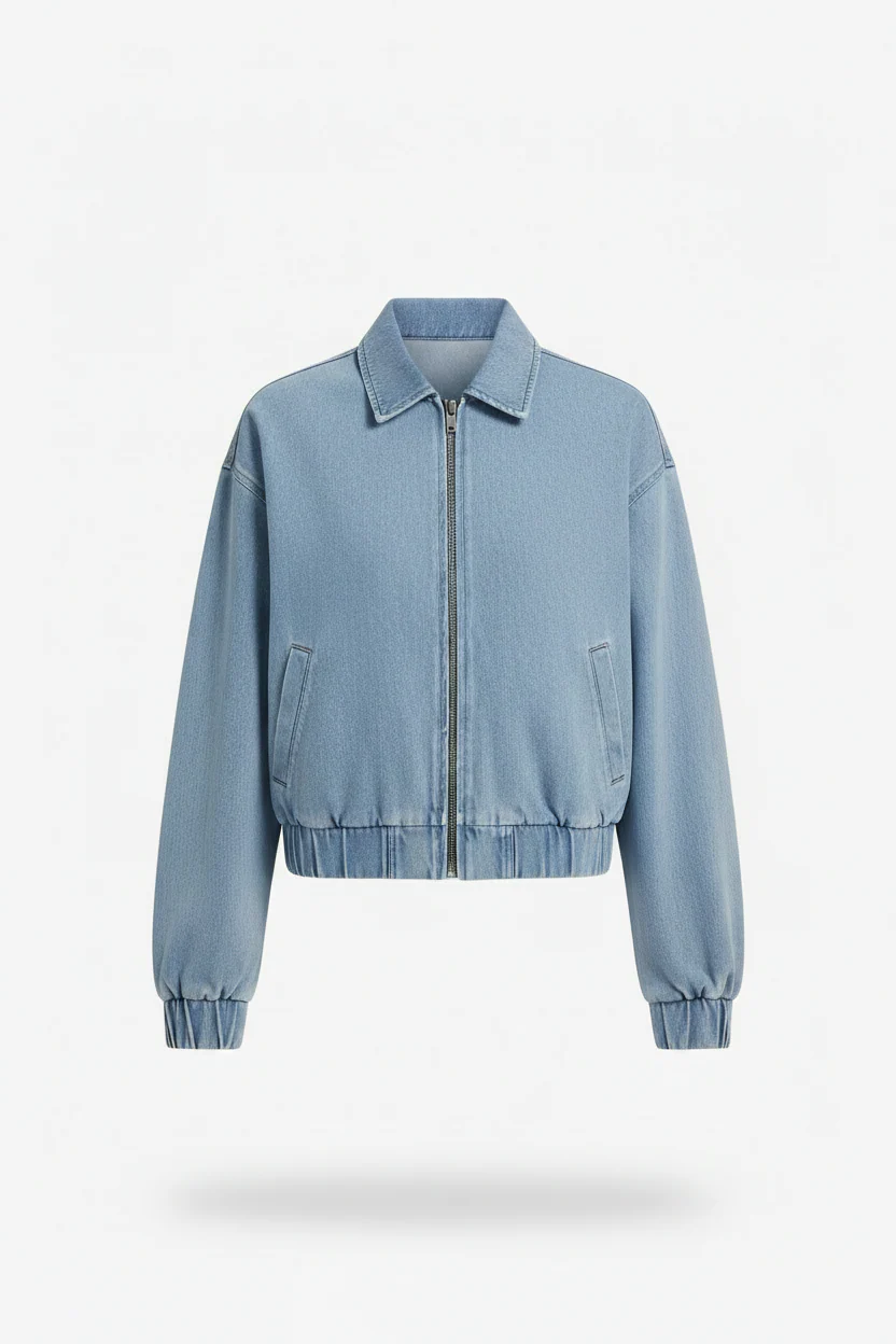 Ebro Bomber in Stone Wash Denim