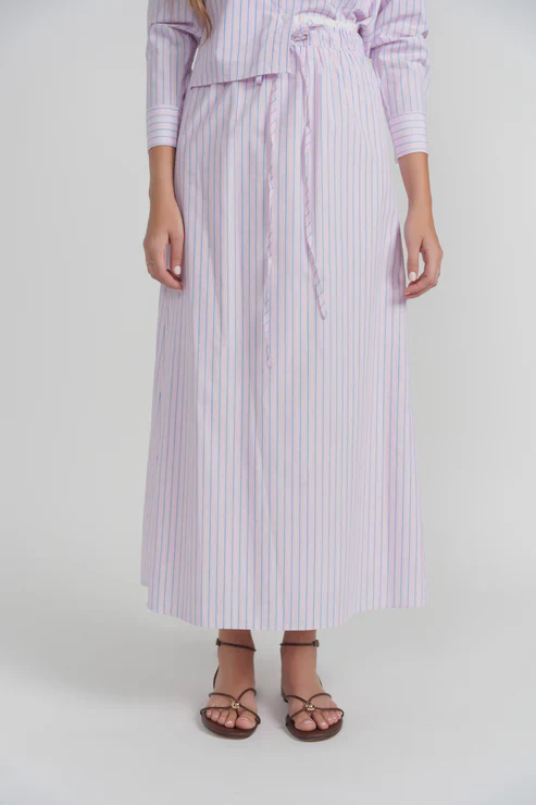 Evian Skirt- Pink Oxford Stripe