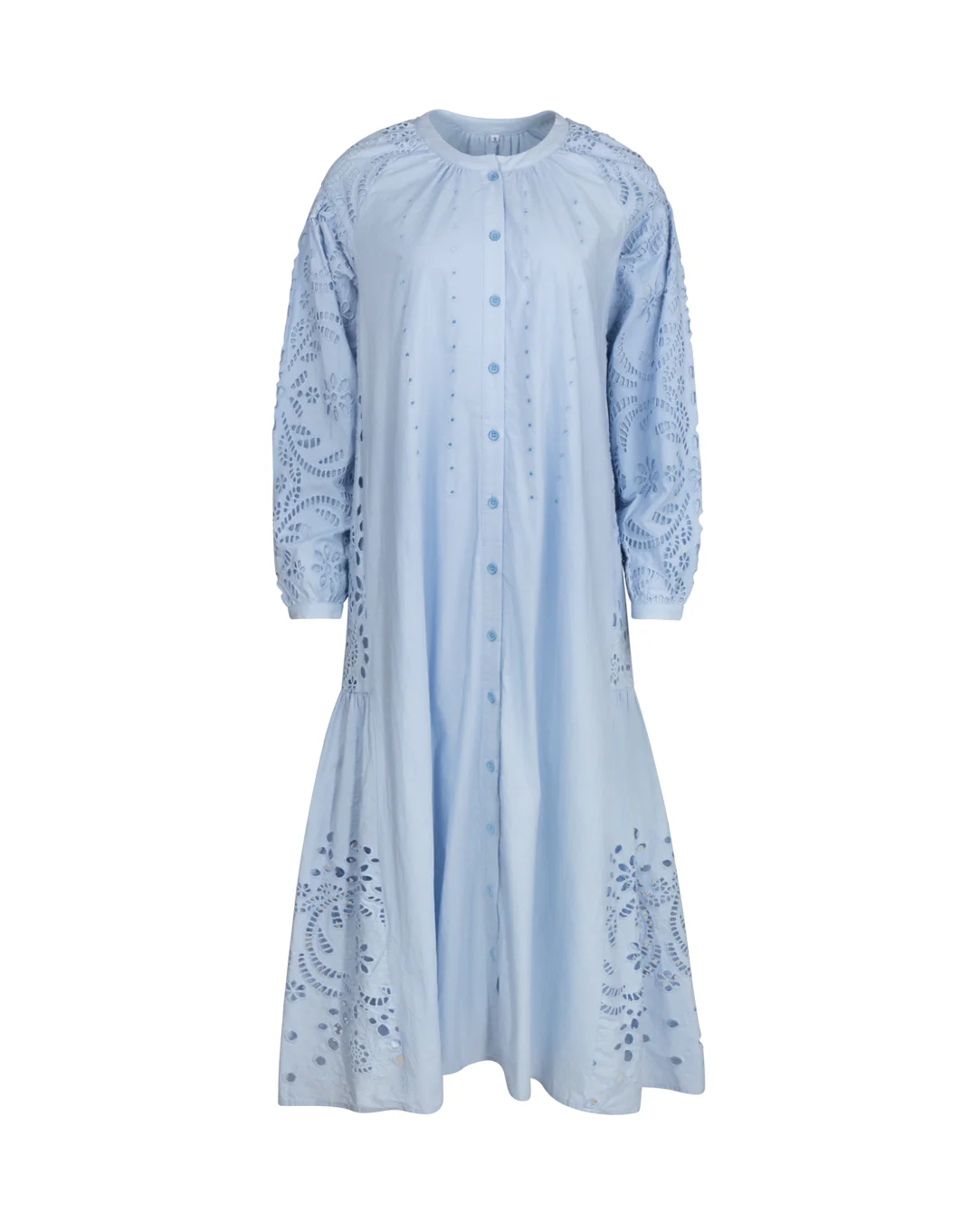 Eyelet Tassle Front Dress- Light Blue