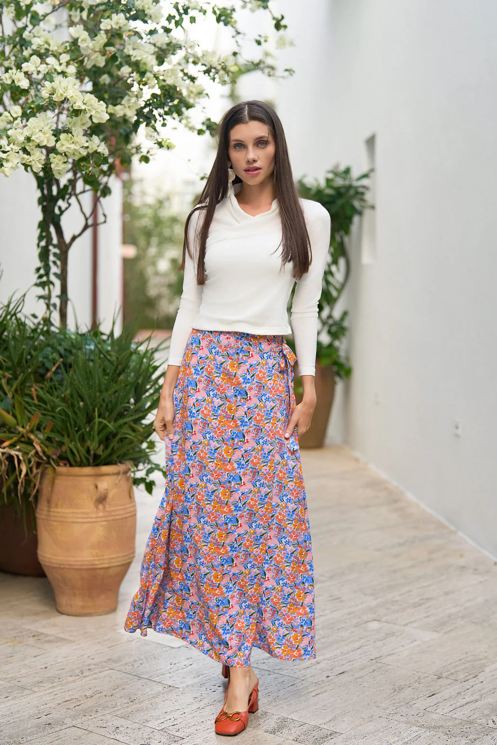 Faux Wrap Skirt- Colorful Floral - Image 2