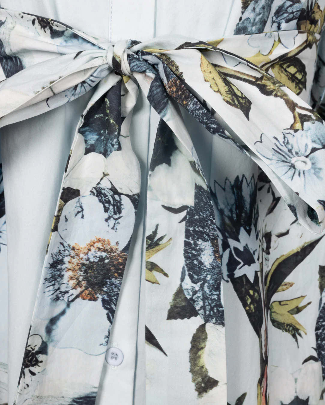 Floral Printed Maxi Poplin Dress- Blue - Image 2