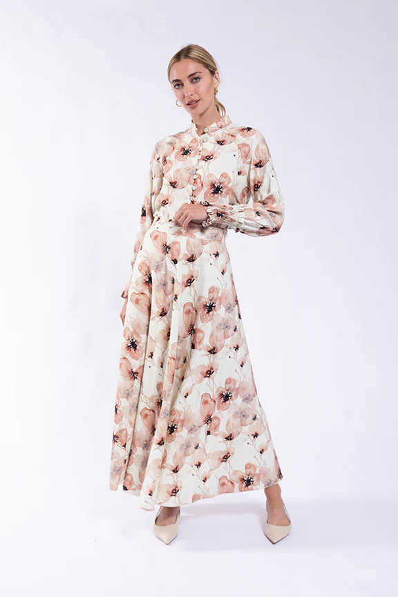 Floral Printed Skirt- Pink