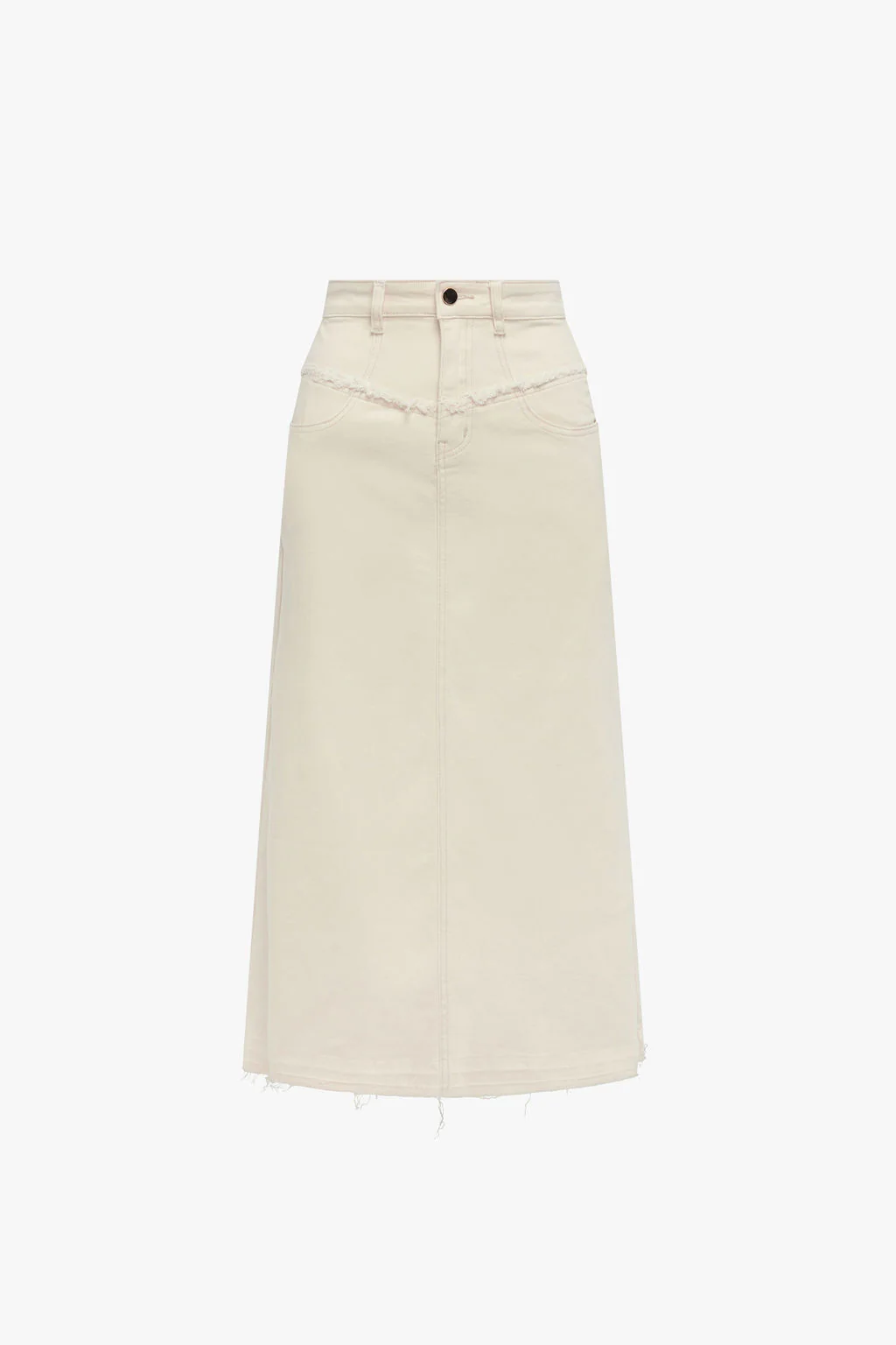 Fray Detail Denim Skirt- Cream