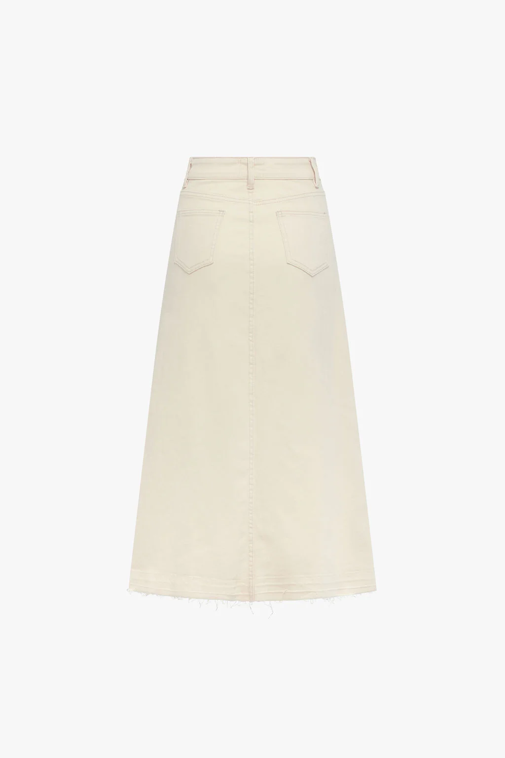 Fray Detail Denim Skirt- Cream - Image 2
