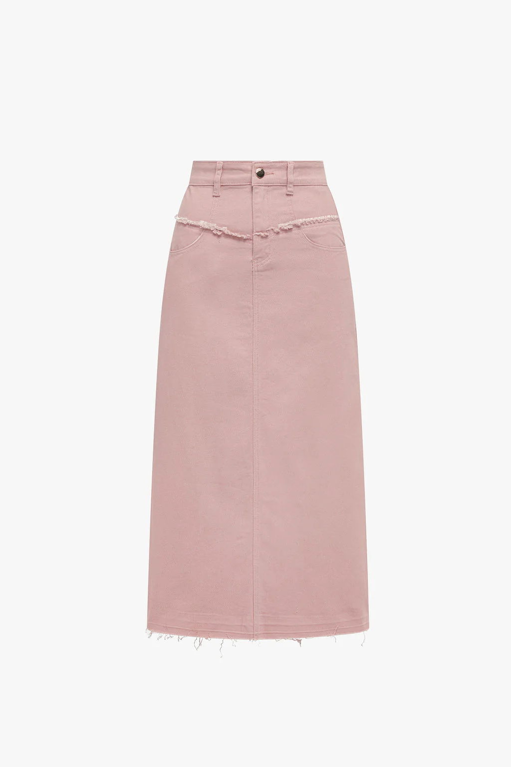 Fray Detail Denim Skirt- Peachy Pink - Image 3