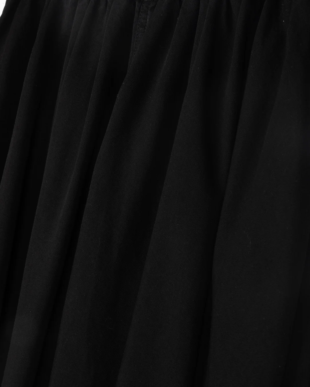 Gathered Elastic Waist Maxi Denim Skirt- Black - Image 2