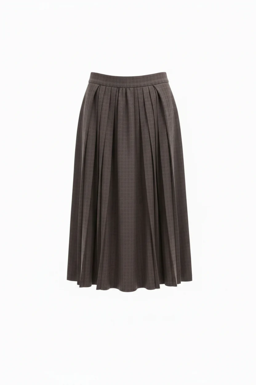 High Low Wool Skirt- Plaid