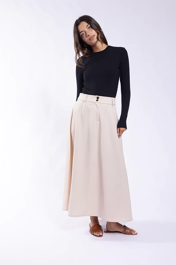 High Waisted Double Button Skirt