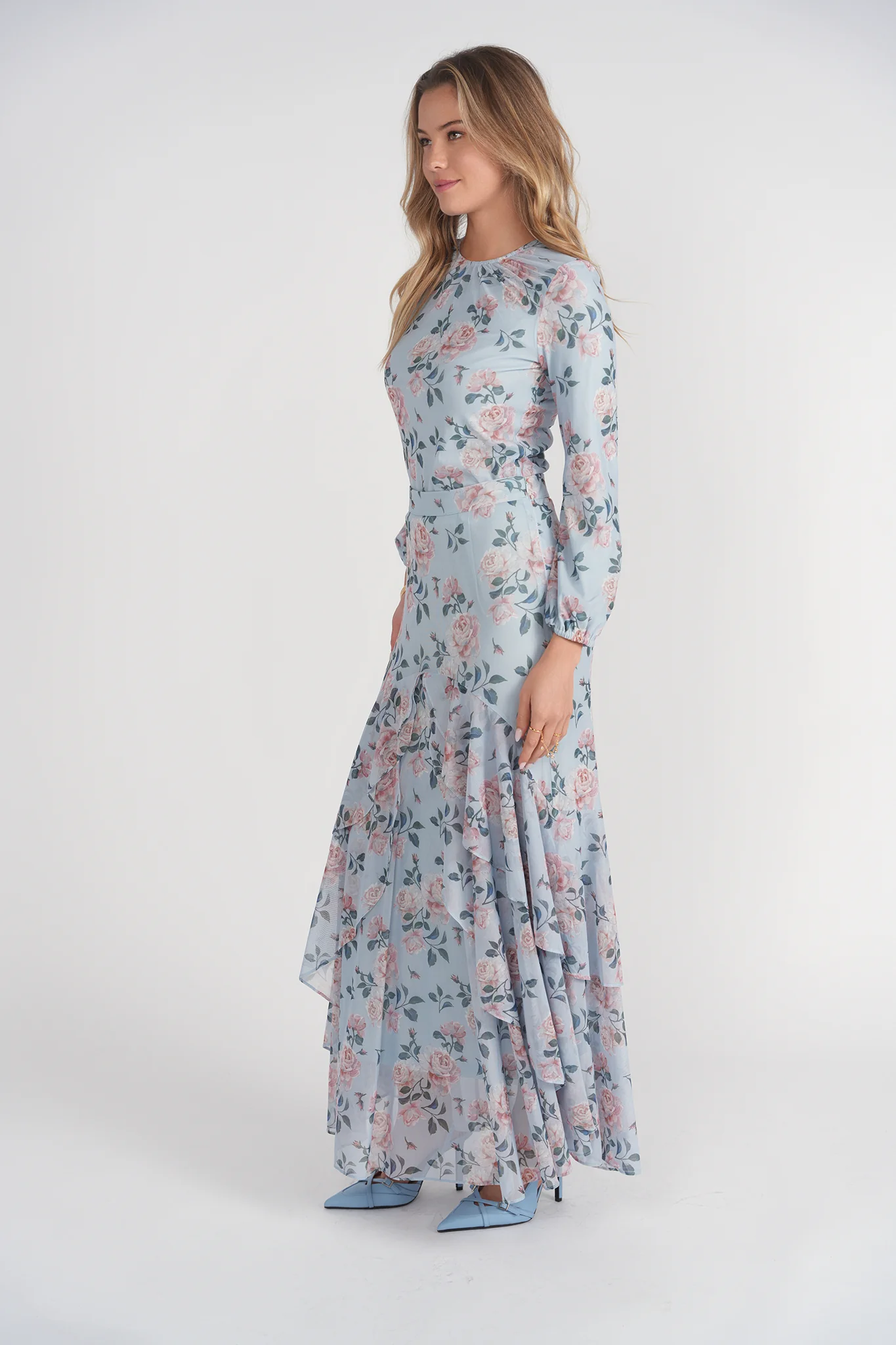Jodi Skirt- Blue and Pink Floral - Image 2
