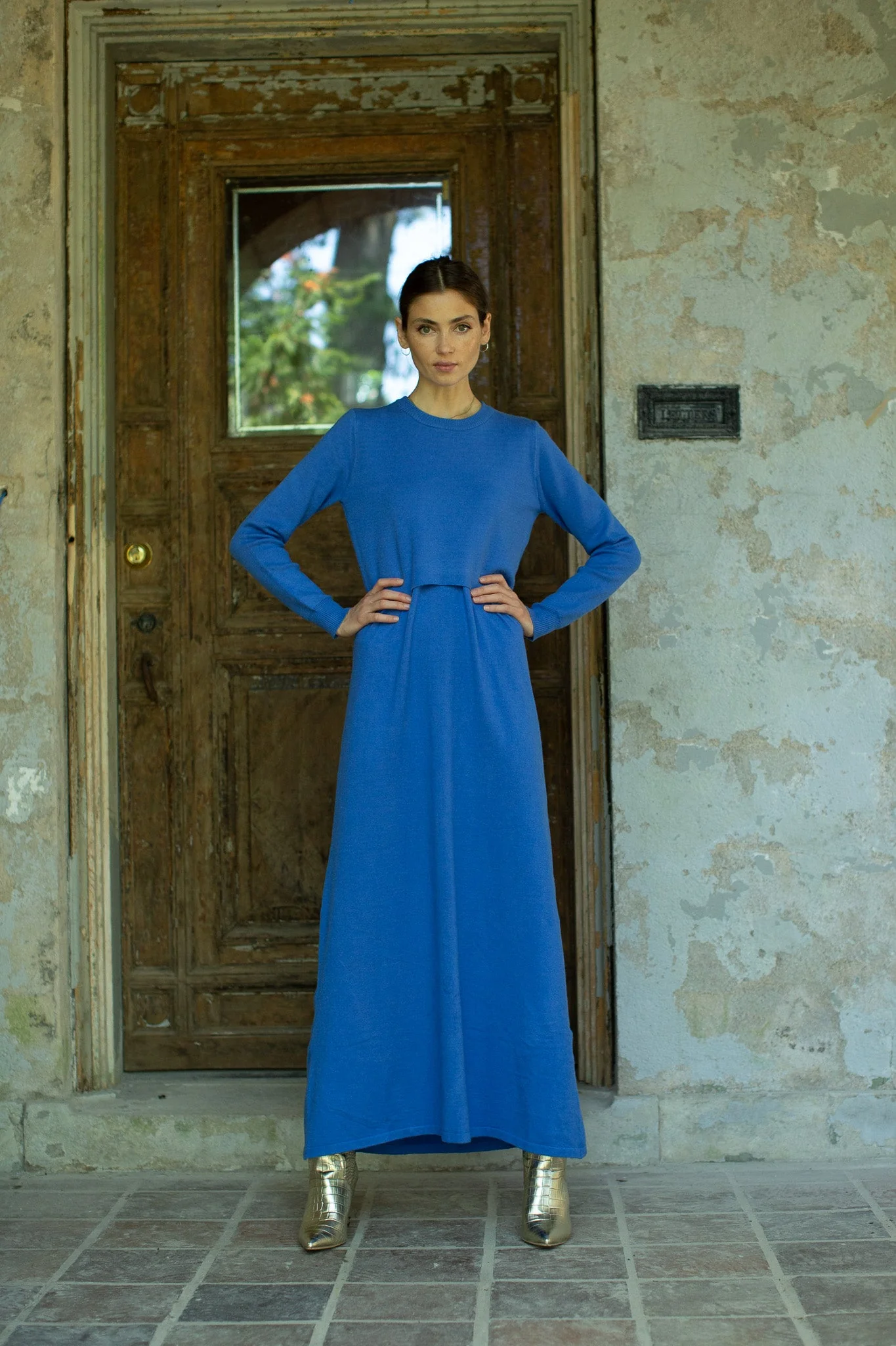 Knit Sleeveless Dress- Azure