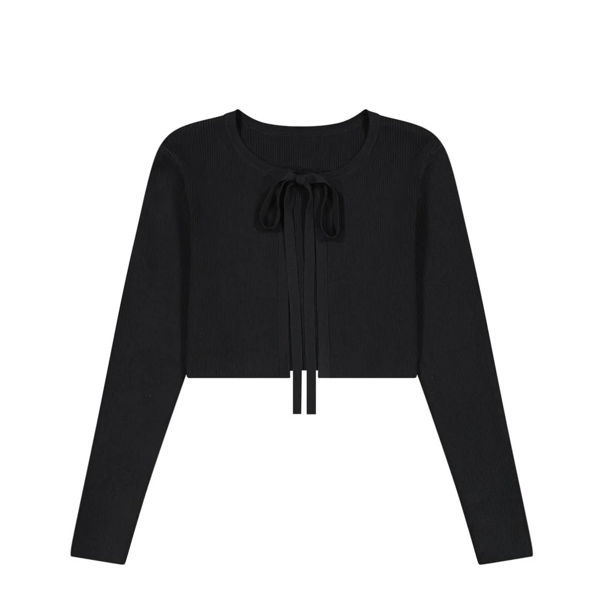 Knit Tie Bolero- Black - Image 2