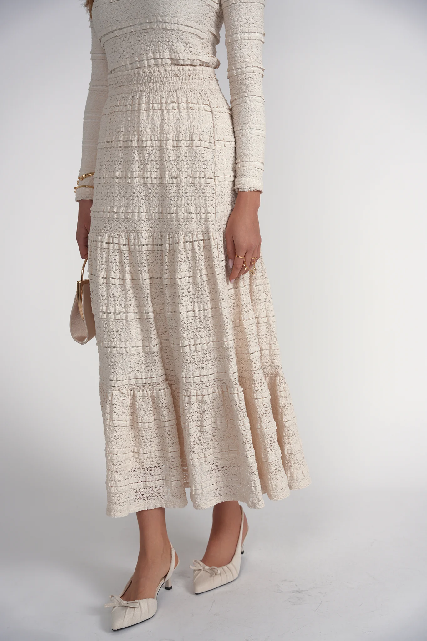 Lace Maxi Skirt- Cream - Image 2